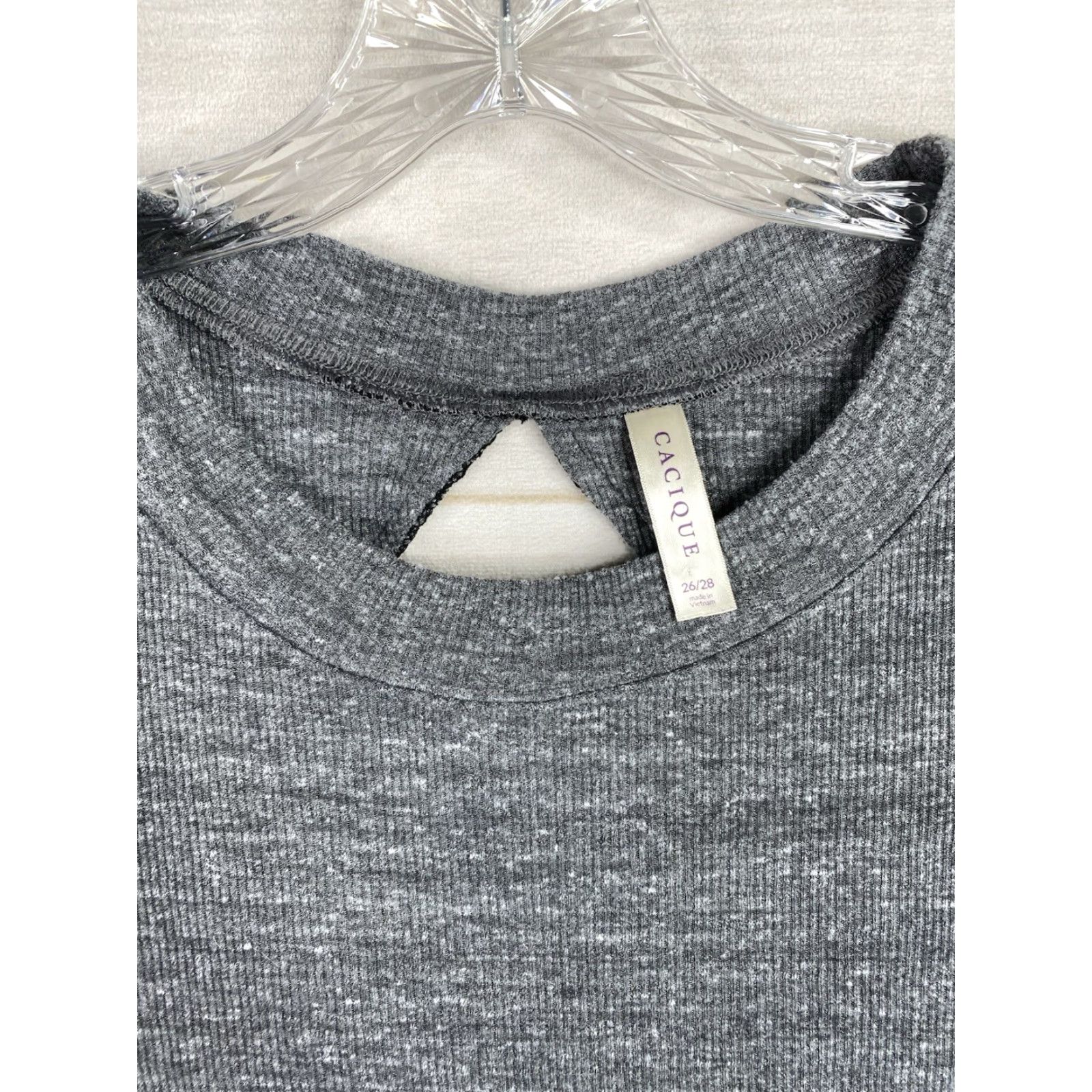 Vintage Cacique Sleep Shirt Nightgown Gray 26/28 Knit Sleeveless Pullover Round Neck Plus Women Sleepshirt Chemise Vintage No Size 4XL / US 24-26 - 2 Thumbnail