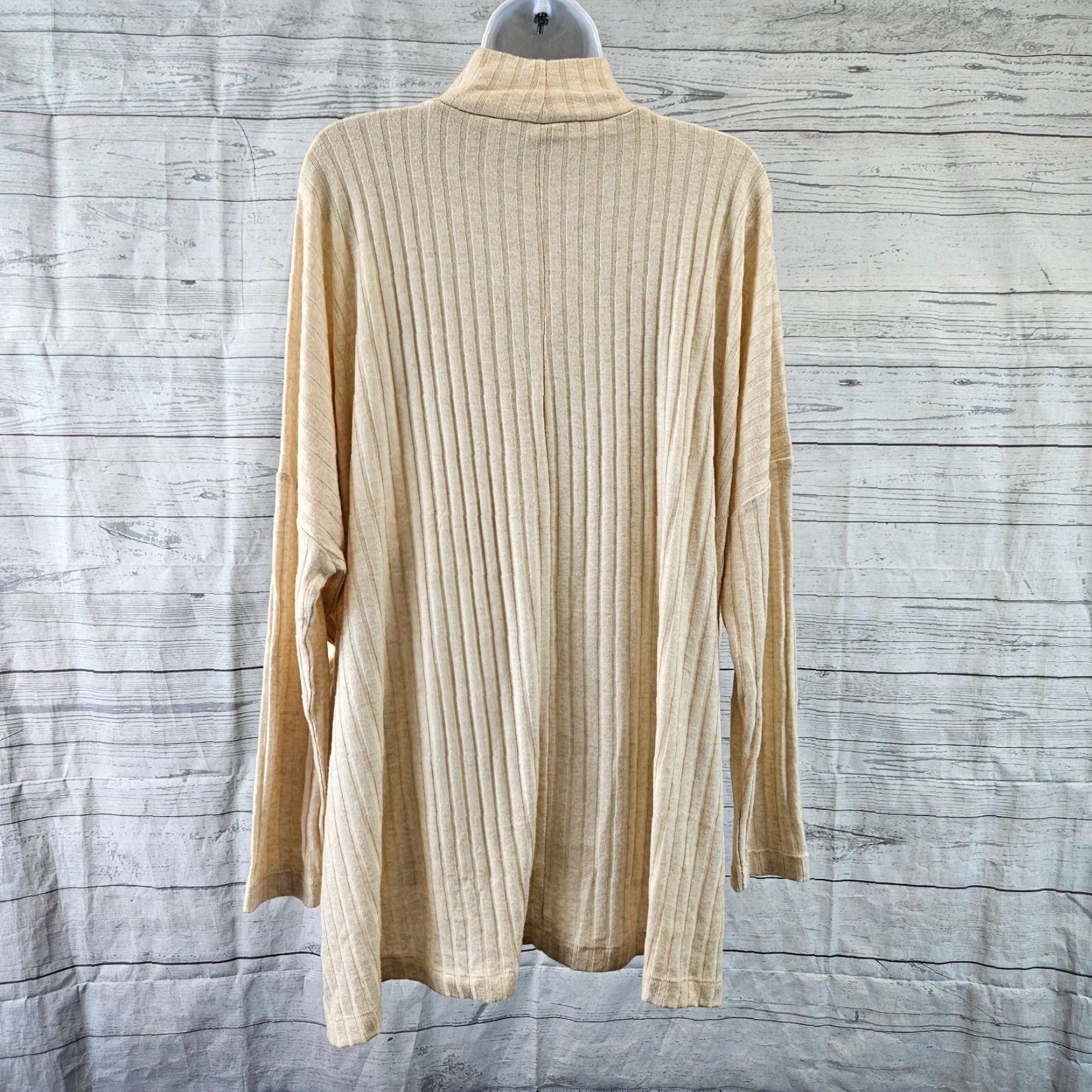 Loft Ann Taylor LOFT Womens Ribbed Top Blouse Size Large Ivory Long Sleeve Mock Neck Oversized Shirt Womens Size L / US 10 / IT 46 - 4 Thumbnail