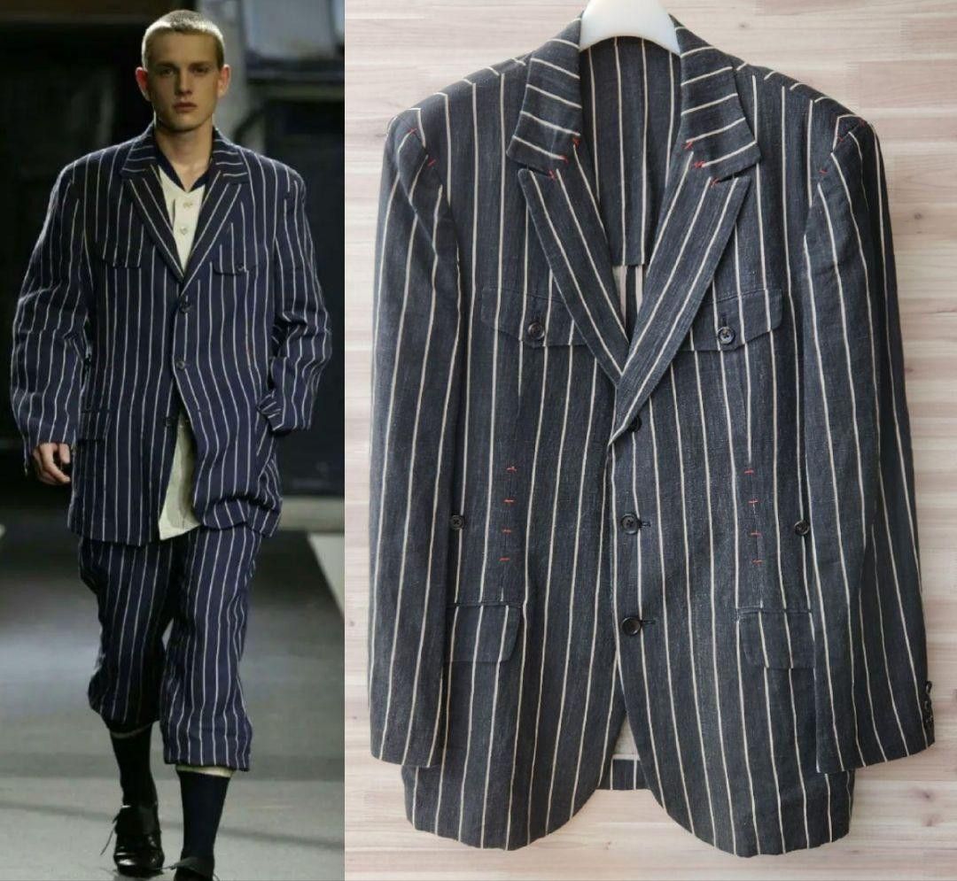 image of Yohji Yamamoto Pour Homme 06Ss Striped Jacket in Black, Men's (Size Medium)