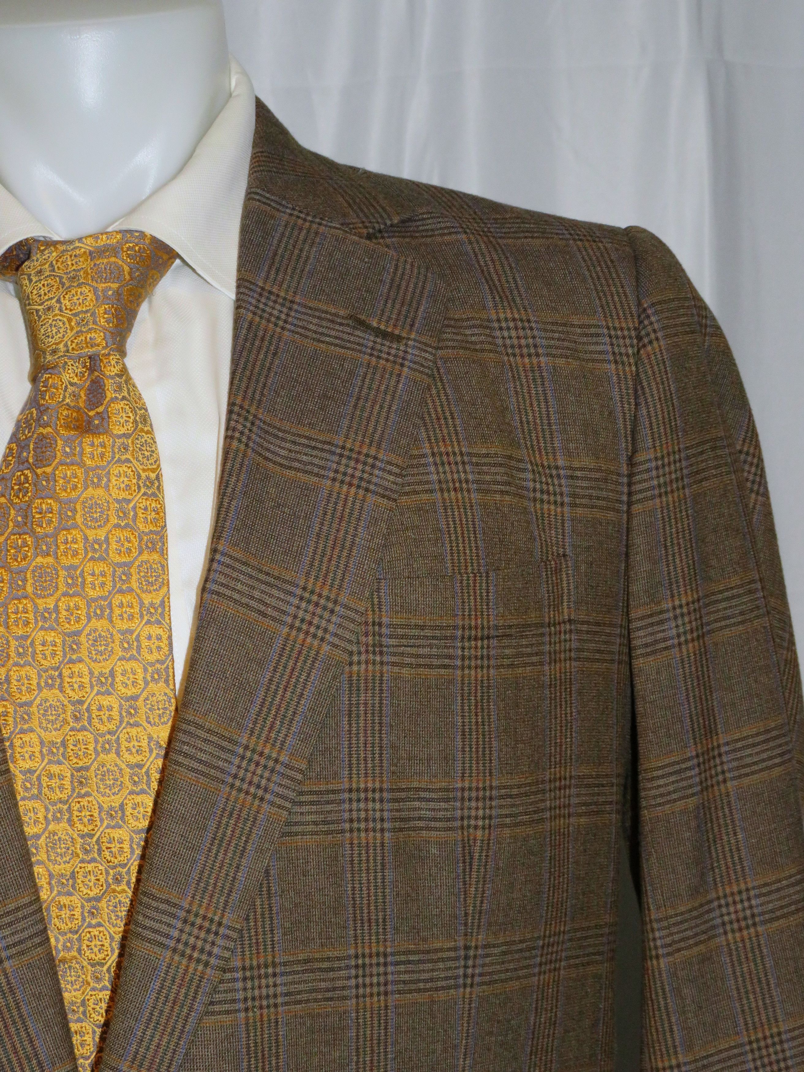 Henry Poole × Savile Row Brown Plaid Bespoke Two Button Sport Coat 40XL Size 40L - 3 Thumbnail