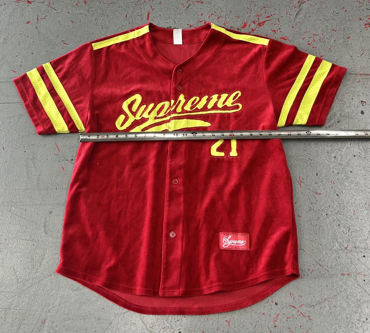 Supreme Supreme Velour Baseball Red Jersey Size Large Size US L / EU 52-54 / 3 - 13 Thumbnail
