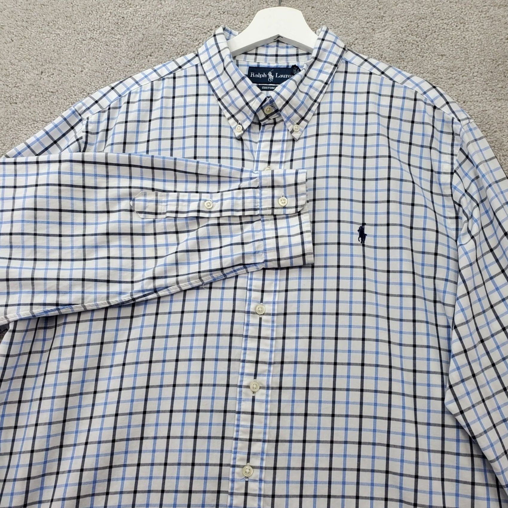 Ralph Lauren Ralph Lauren Button Down Shirt Mens 2XL White Blue Windowpane Plaid Custom Fit Shirt (Button-Up) Size US XXL / EU 58 / 5 - 2 Thumbnail