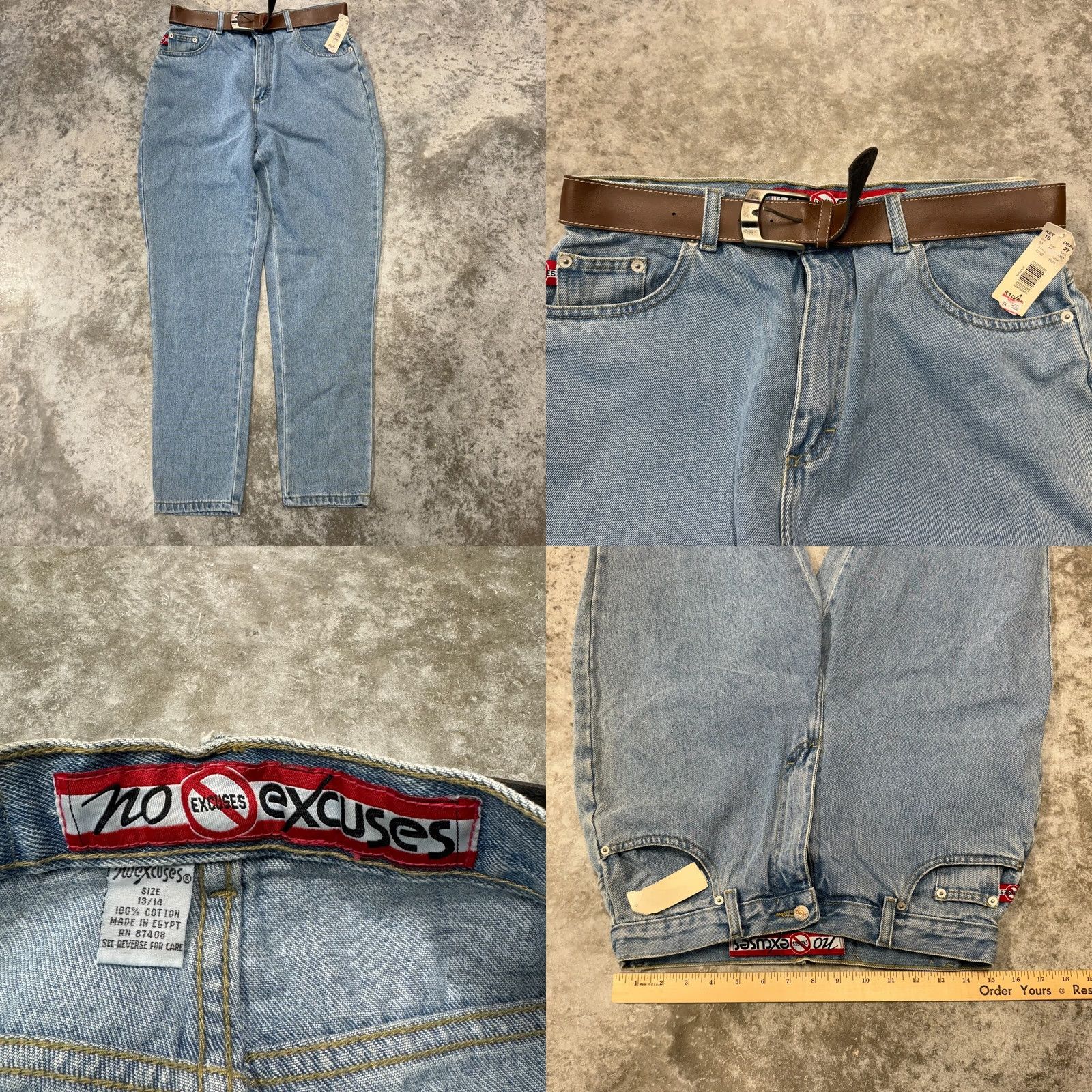 Vintage No Excuses Deadstock womens jeans tapered fit size 13 (30x30) NWT y2k grunge Size 34" / US 12 / IT 48 - 8 Thumbnail