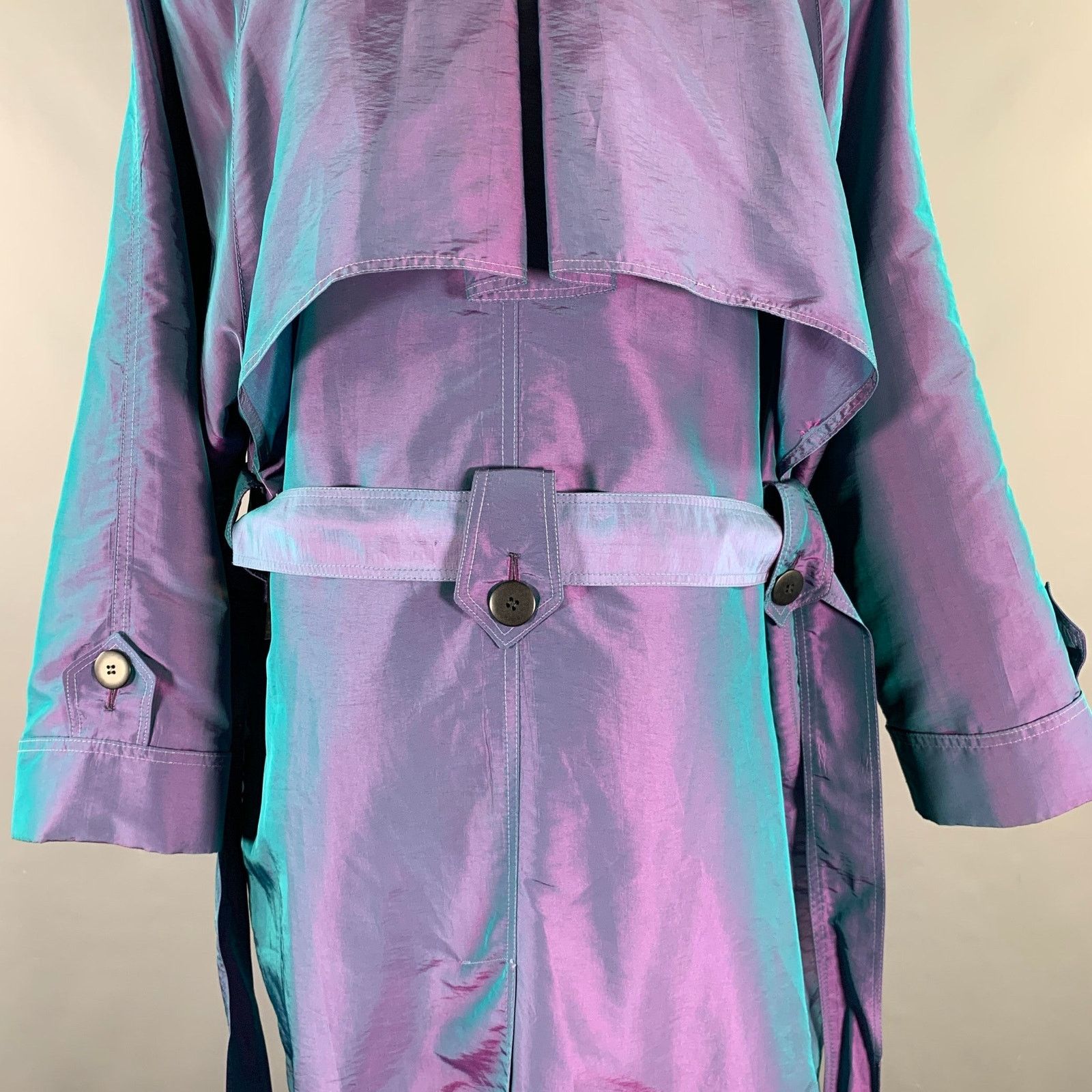 Dior CHRISTIAN DIOR Size 6 Purple Teal Iridescent Trench Coat Size M / US 6-8 / IT 42-44 - 5 Thumbnail