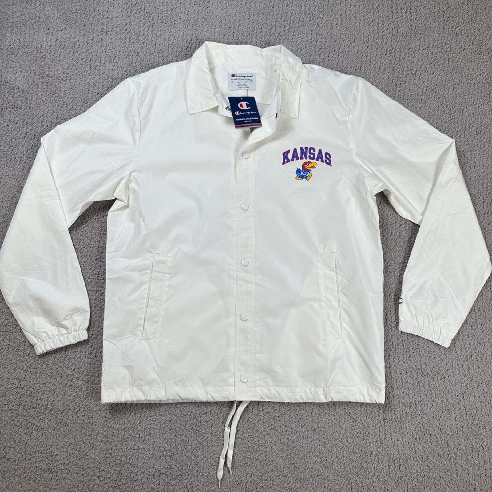 Champion Champion Kansas Jayhawks White Coaches Jacket Snap Button Size US M / EU 48-50 / 2 - 10 Thumbnail