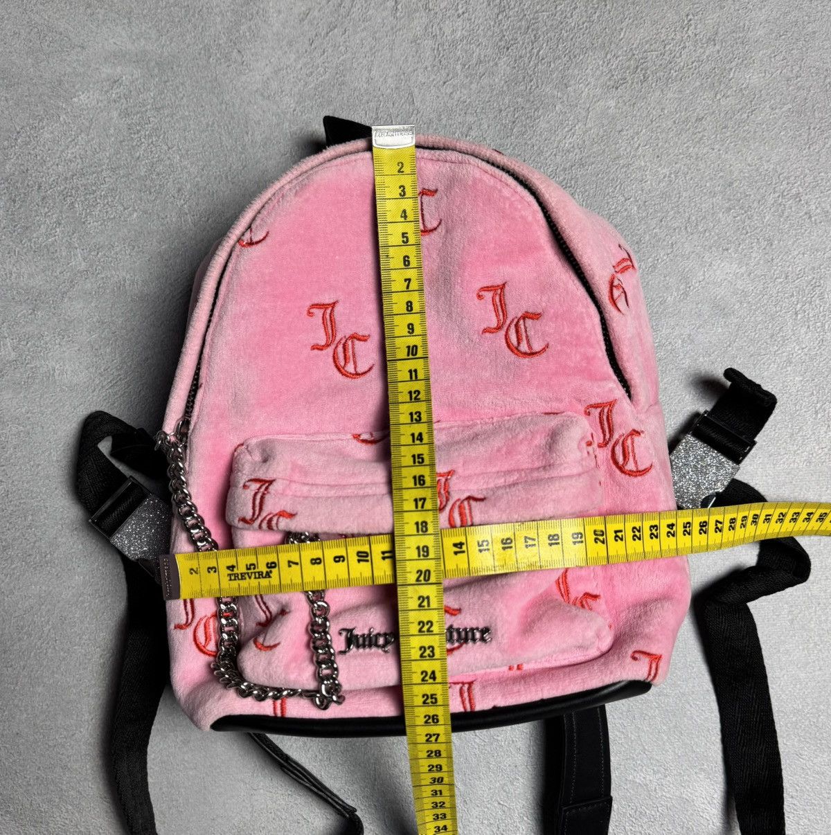 Juicy Couture Juicy Couture Monogram Pink Velour Backpack Size ONE SIZE - 12 Thumbnail