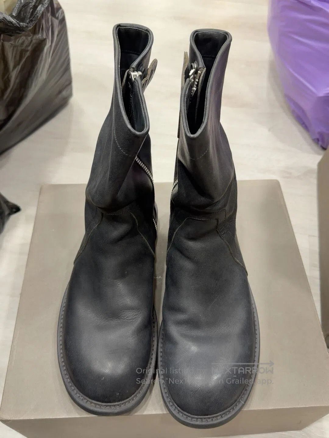 Japanese Brand Black Leather Mid-Calf Boots Made in Italy. Size US 10 / EU 43 - 1 Thumbnail