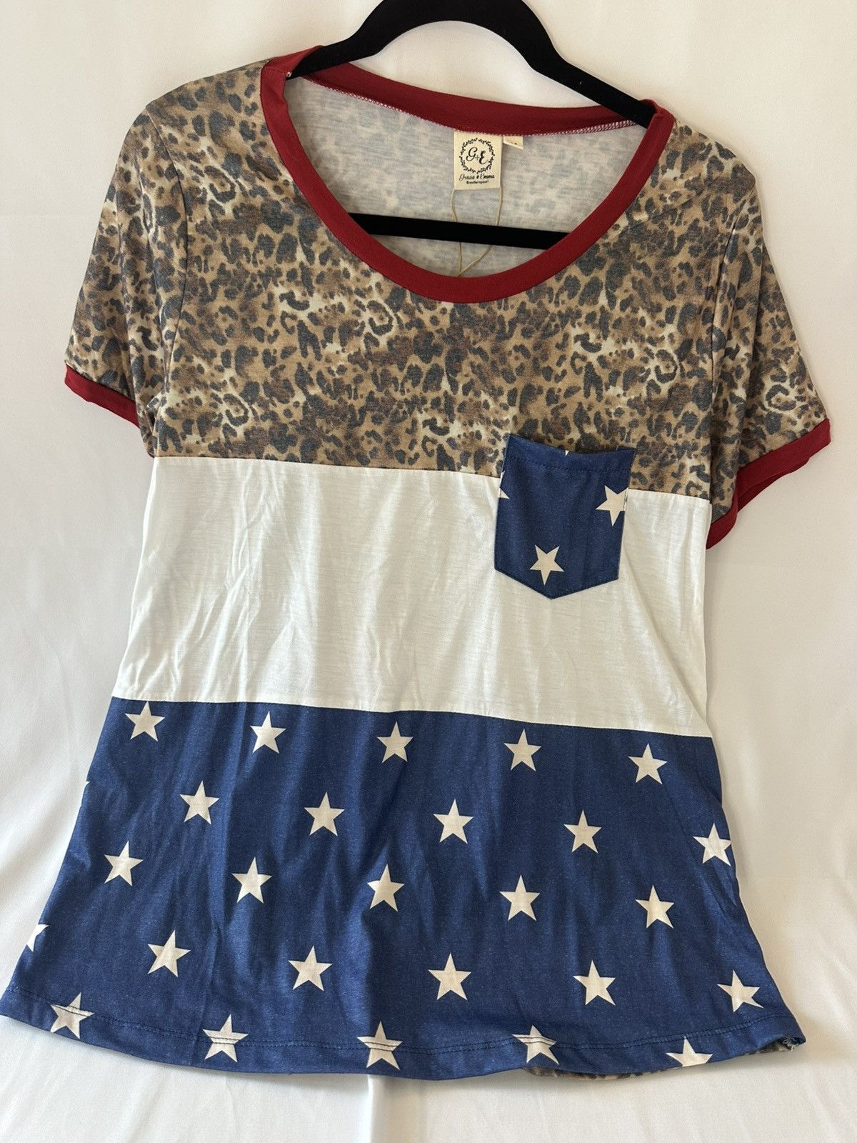 Other Grace & Emma Patriotic Color Block/Animal Print Nwt T-Shirt Size M / US 6-8 / IT 42-44 - 1 Thumbnail