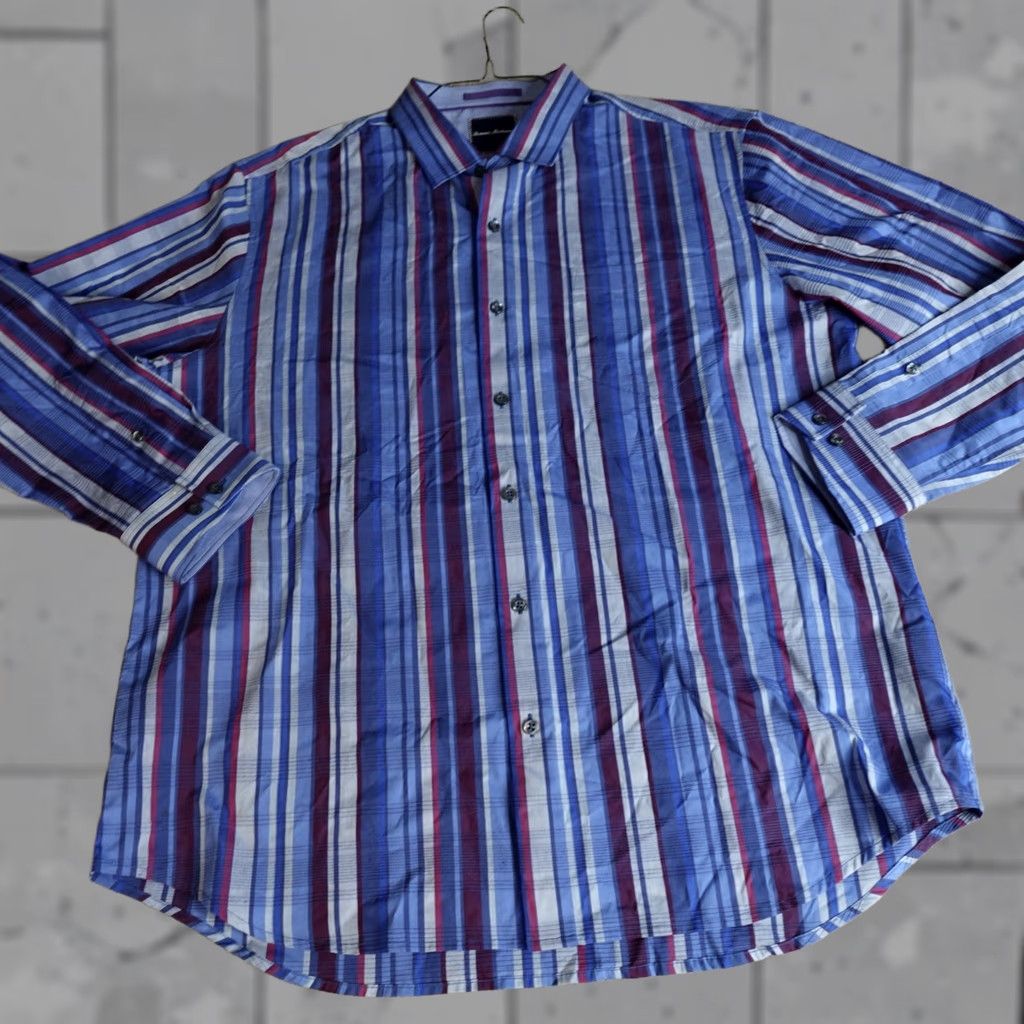 Tommy Bahama Tommy Bahama Shirt XL Blue Stripe Breaker Cotton Silk NEW Mens Shirt Size US XL / EU 56 / 4 - 1 Thumbnail