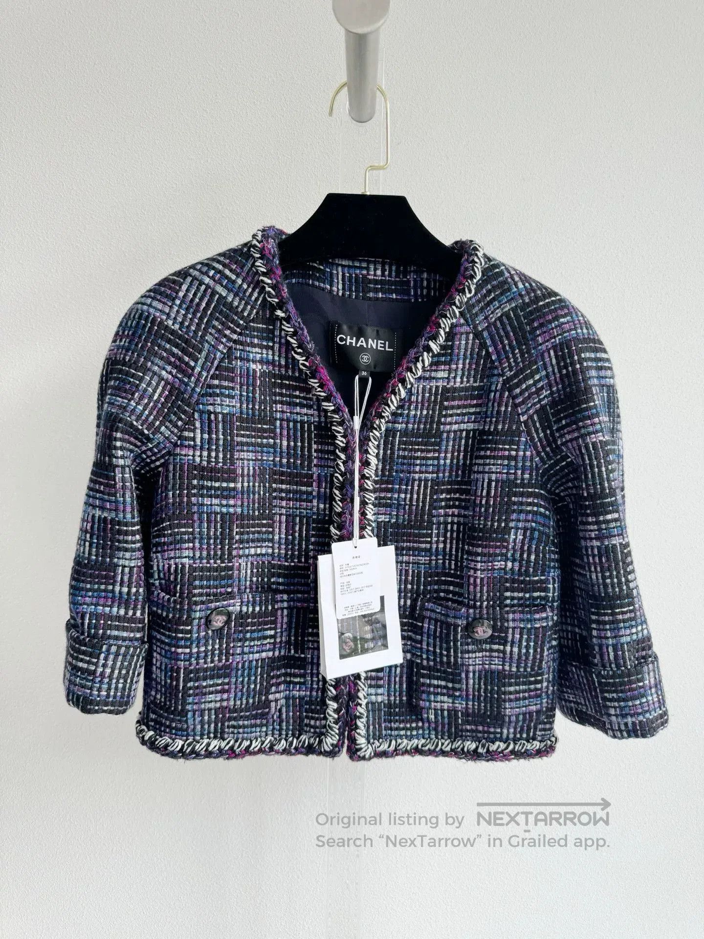 Chanel Chanel Purple Tweed Short Coat. Size XS / US 0-2 / IT 36-38 - 4 Thumbnail
