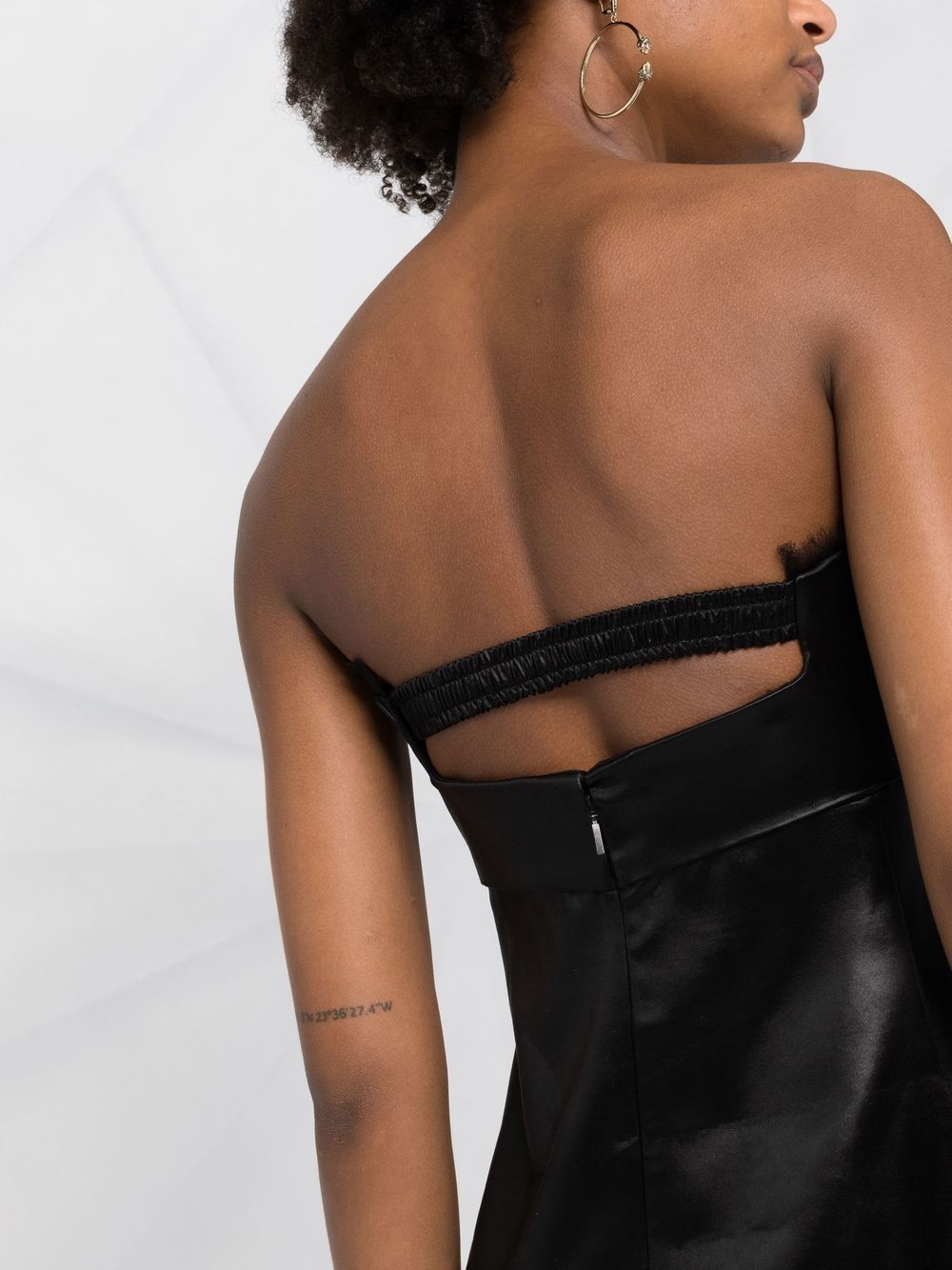 Saint Laurent Paris o1bcso1str1125 Strapless Dress In Lacquered in Black Size XS / US 0-2 / IT 36-38 - 5 Thumbnail