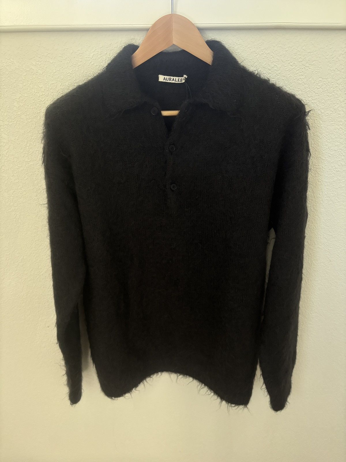 Auralee Kid Mohair Polo Knit