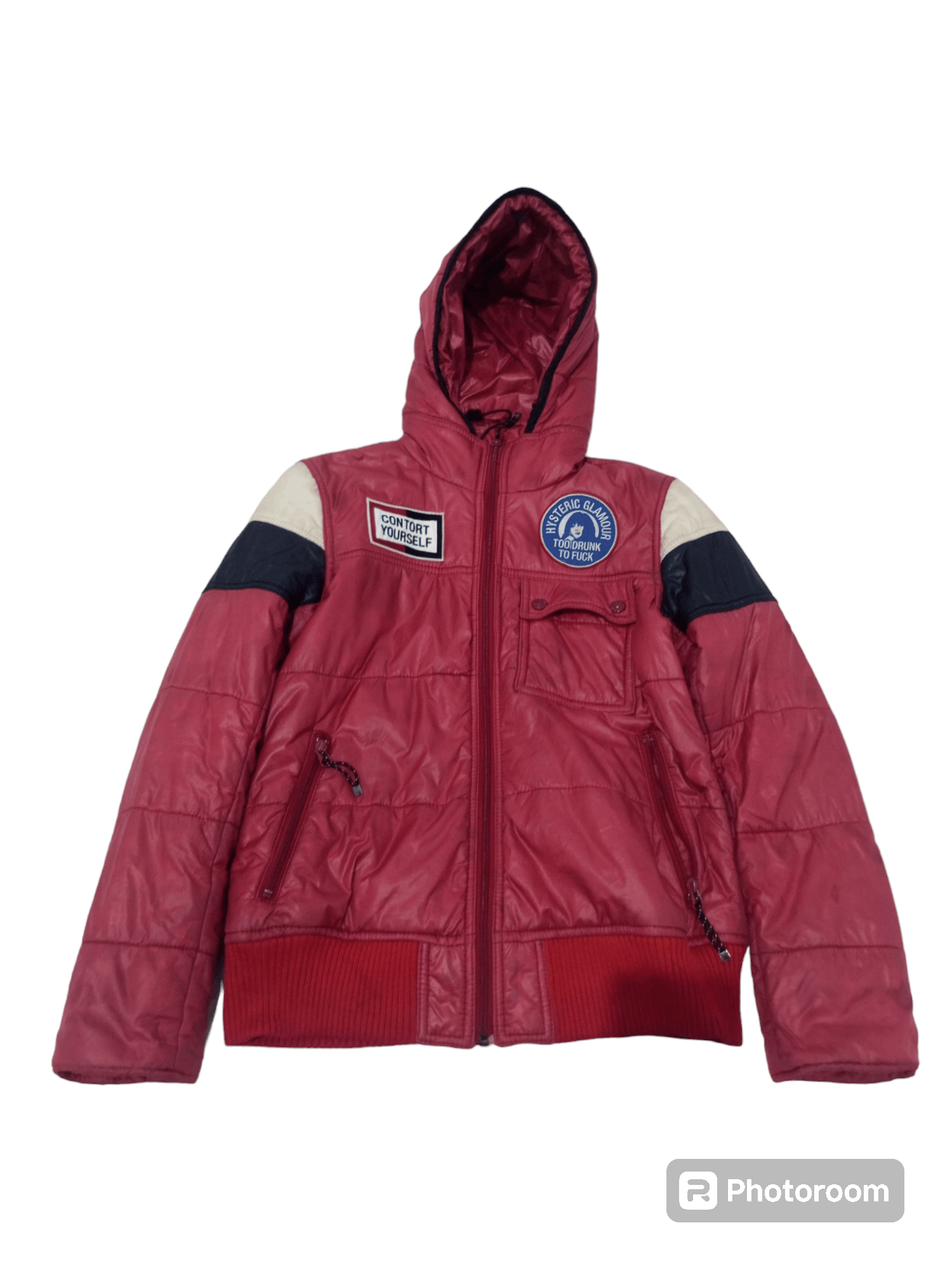 image of Hysteric Glamour Puffer Jacket in Maroon, Men's (Size Medium)