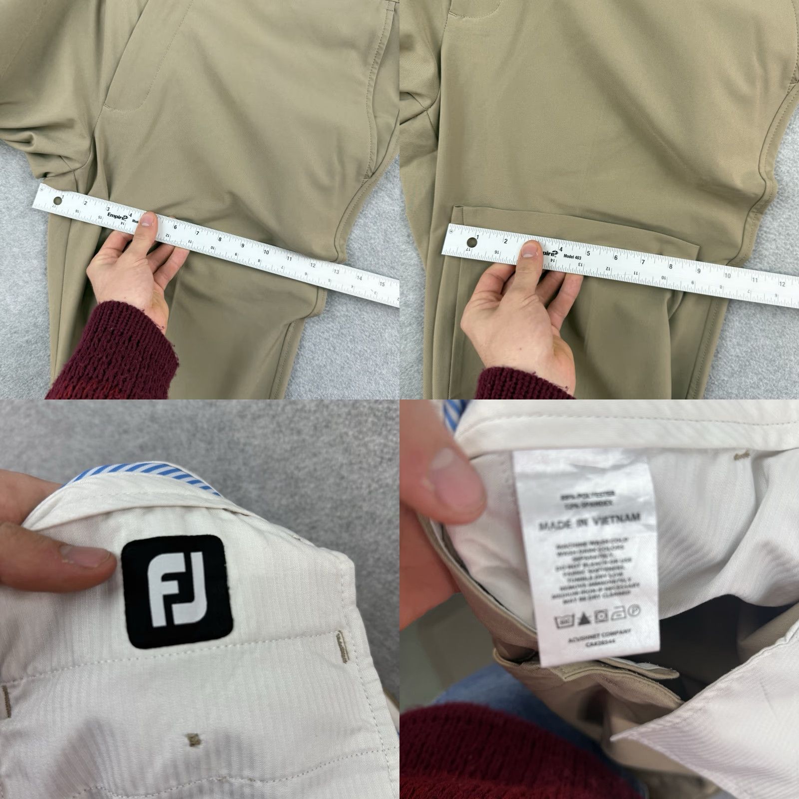 Footjoy FootJoy FJ Athletic Mens Beige Golf Performance Stretch Chino Pants Size 38X34 Straight Leg Flat Front Regular Waist 38 Inseam 34 Size US 38 / EU 54 - 9 Thumbnail