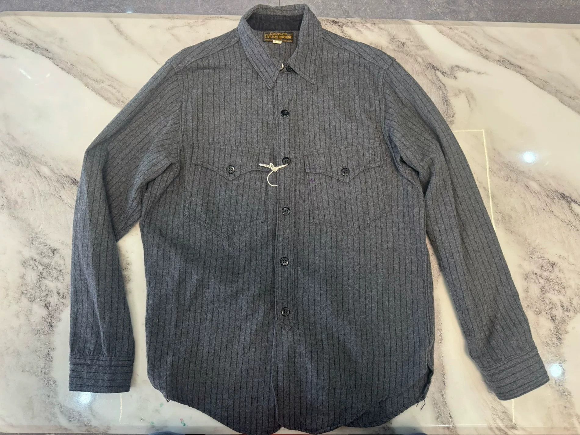 Navy Wool Cashmere Shirt Size 16