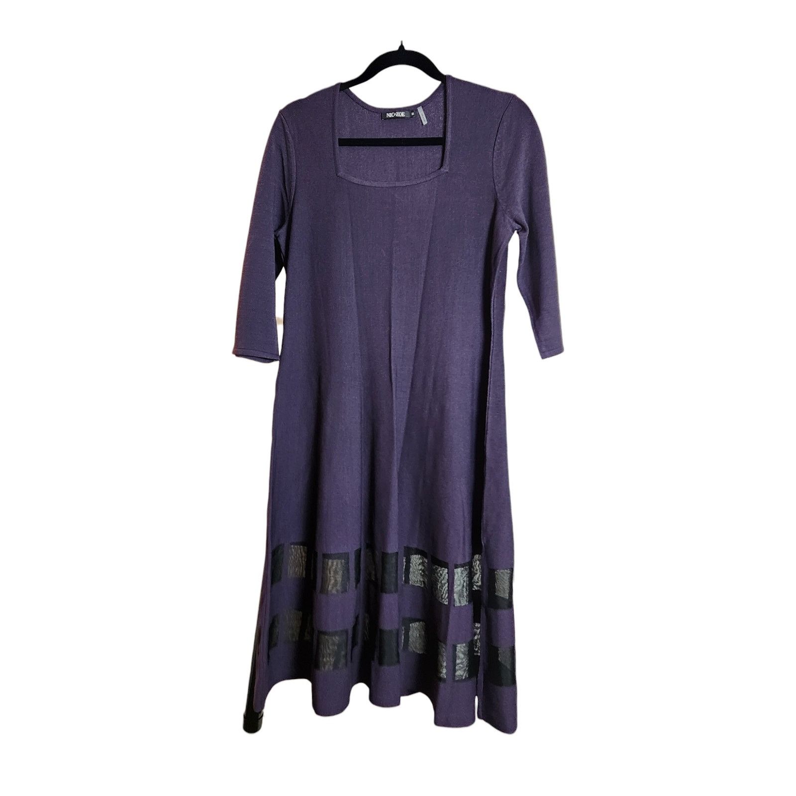 NIC+ZOE Nic + Zoe Dark Purple 3/4 Sleeve Midi Dress - Size Medium Size M / US 6-8 / IT 42-44 - 1 Thumbnail