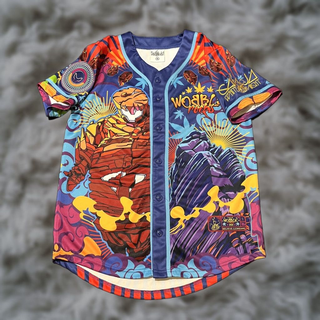 KANJA White Night Shirt Mens Small Multicolor 2021 Event Limited Wobble Rocks