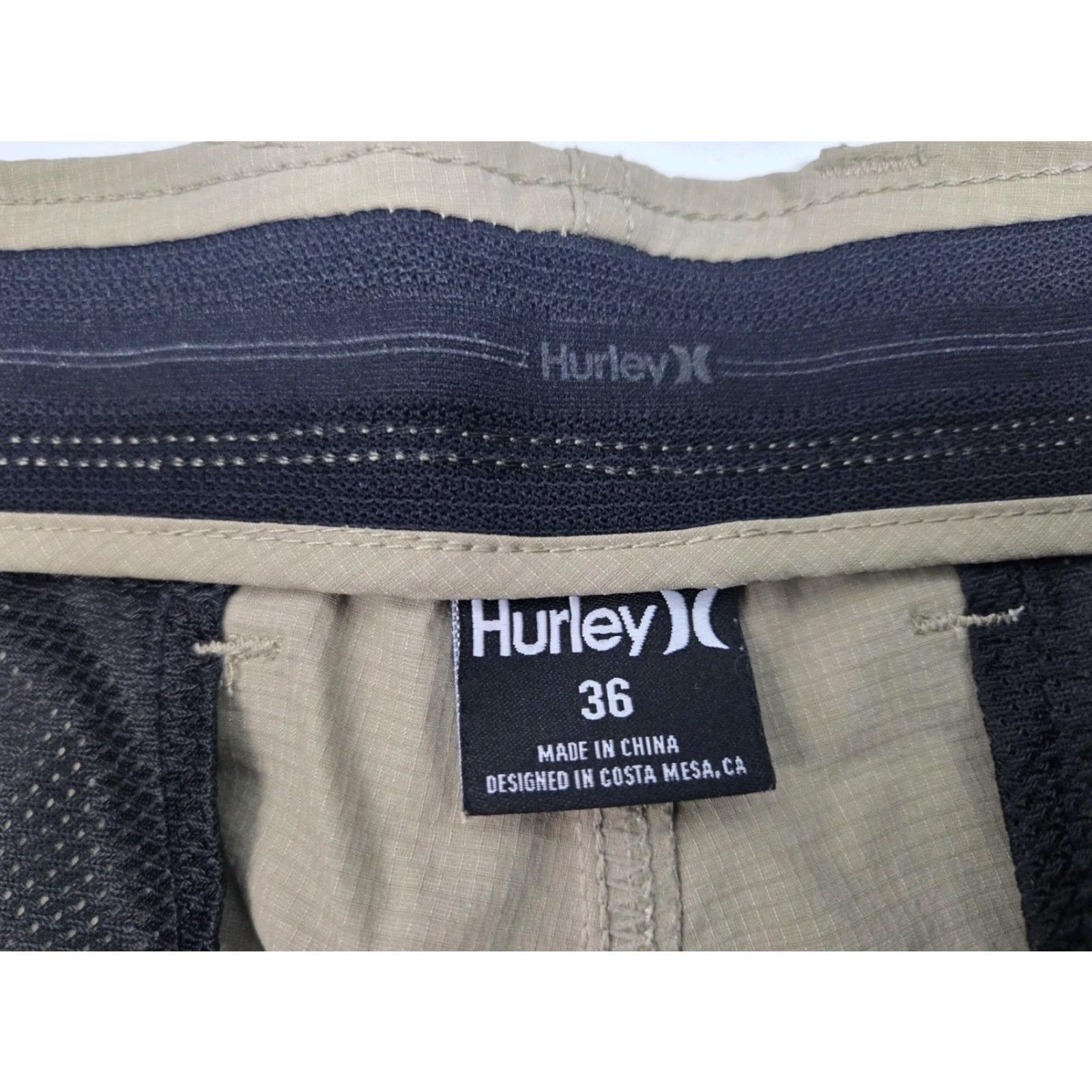 Hurley Hurley Mens Phantom Beige Chino Shorts 36 Regular Flat Front Zip Back Pocket Nylon Blend Short Pants Beige Mens Size US 36 / EU 52 - 2 Thumbnail
