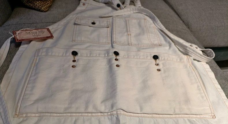 Freewheelers Freewheelers White Canvas Work Apron-2506 Size ONE SIZE - 2 Thumbnail