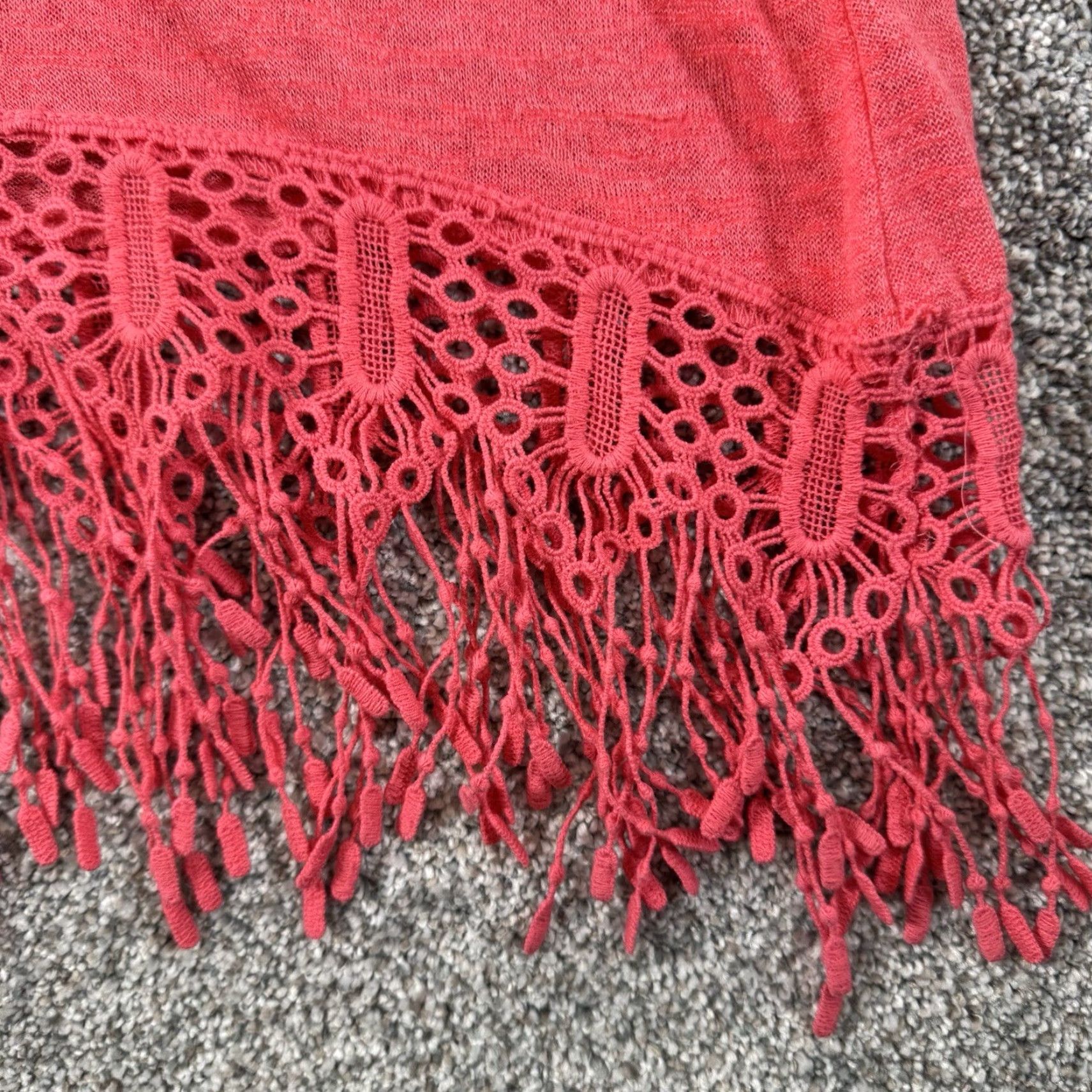 Vintage Cato Knit Top XL Pink Fringe Crochet Boho Festival Beach Resort Lagenlook Blouse Women Size XL / US 12-14 / IT 48-50 - 2 Thumbnail