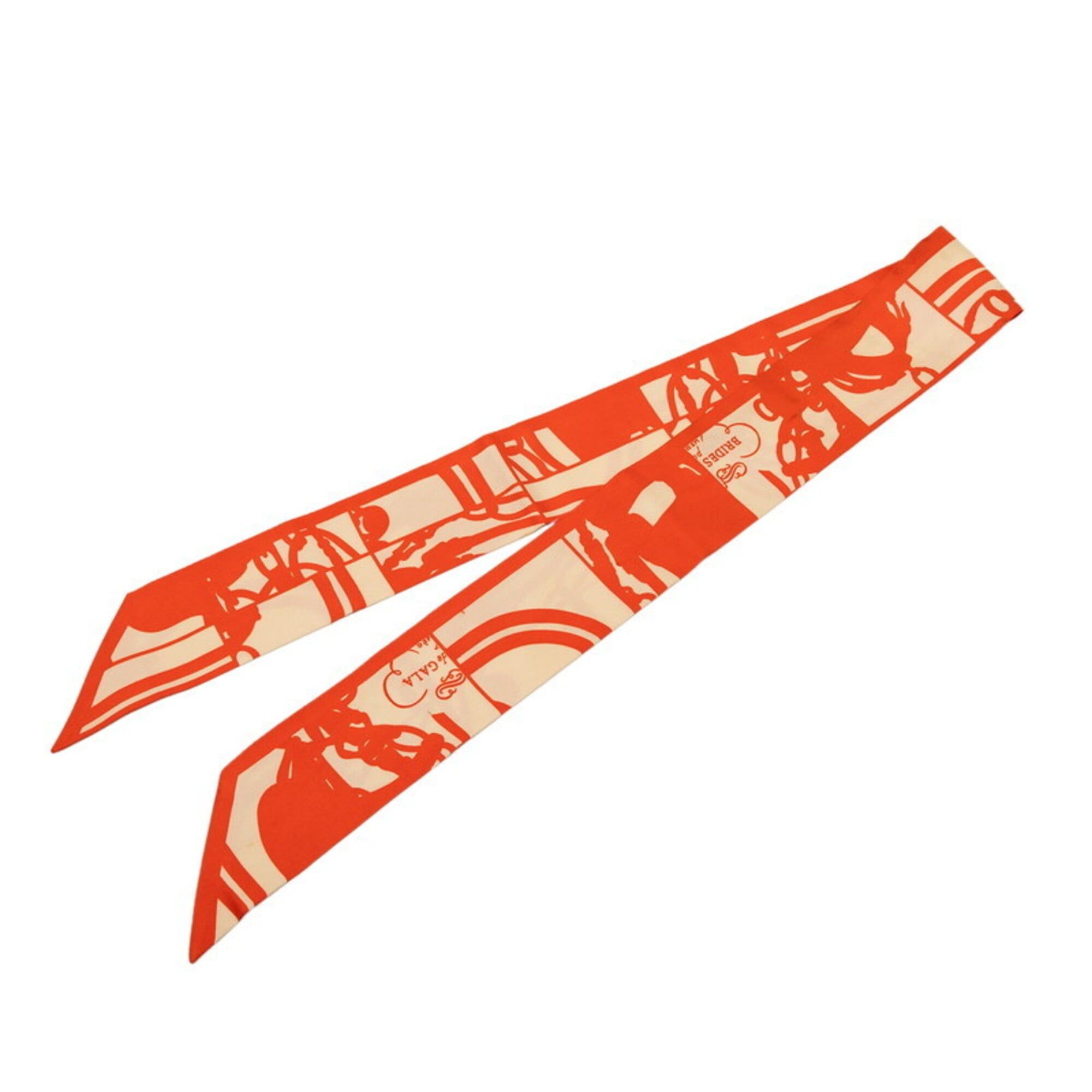 Hermes Hermes Twilly BRIDES de GALA Scarf Muffler Orange Beige Silk Women's HERMES Size ONE SIZE - 1 Thumbnail