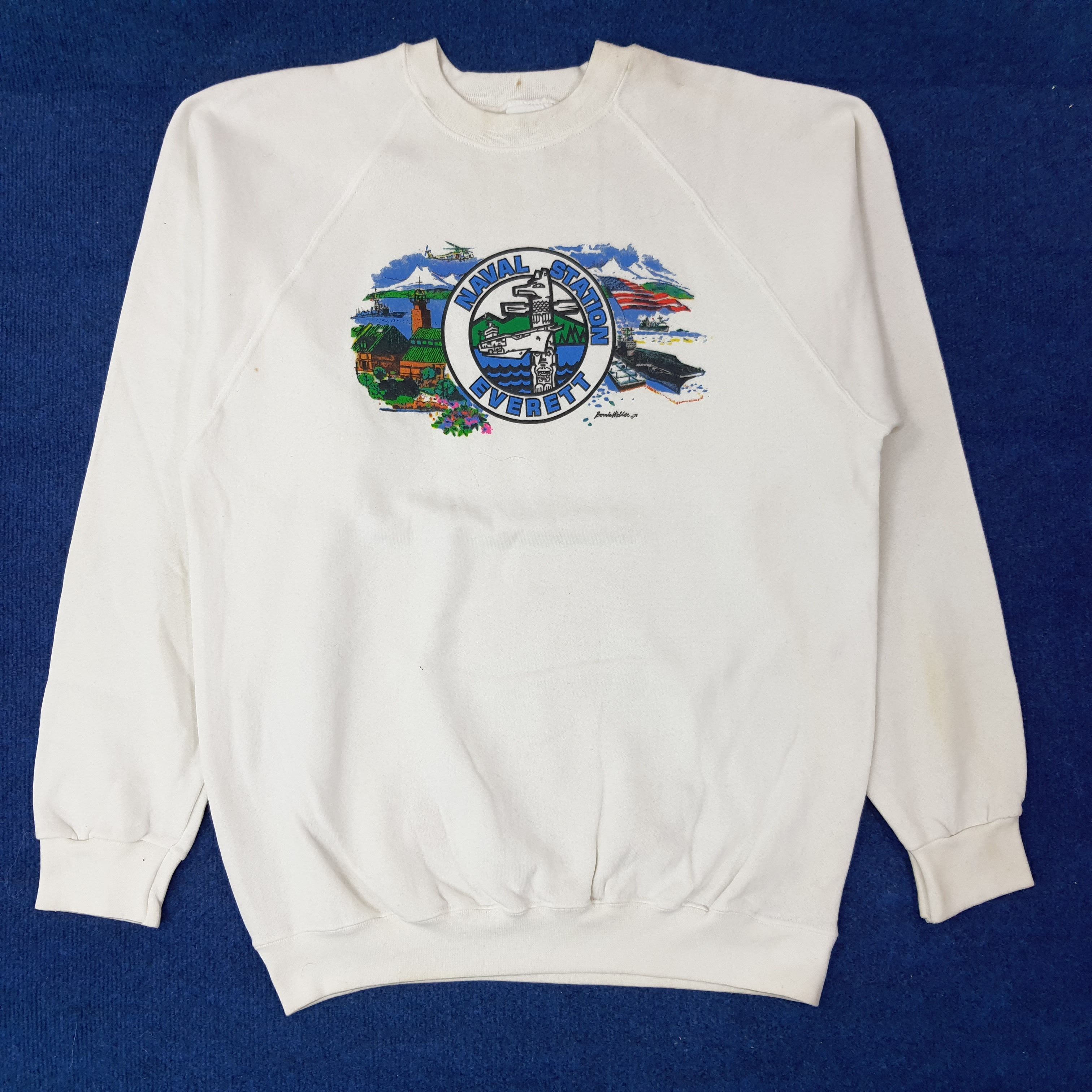 Vintage Vintage NAVAL STATION EVERETT Streetwear Sweatshirts C227N19 Size US M / EU 48-50 / 2 - 1 Thumbnail