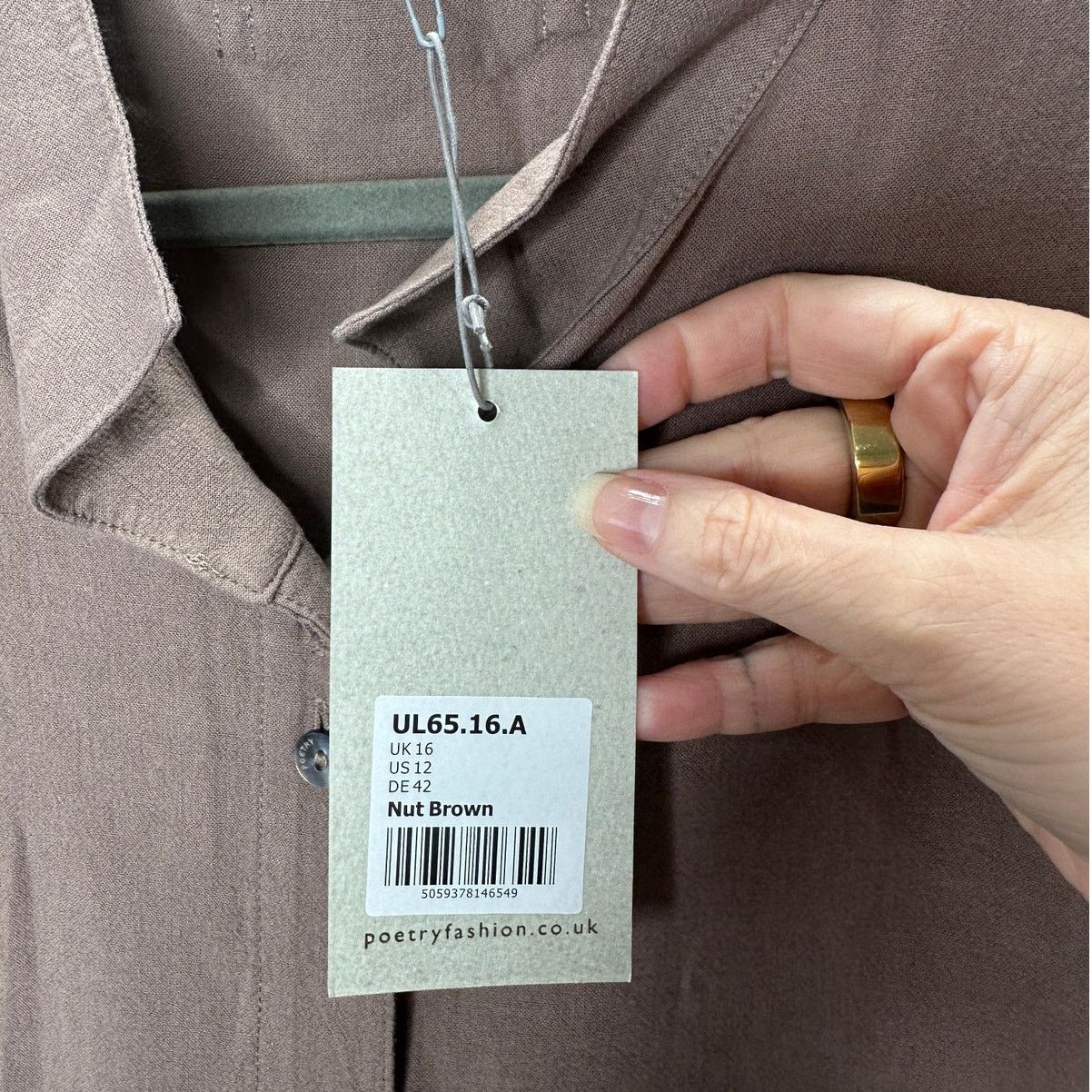 Other NWT Poetry Brown Funnel Neck Button Long Sleeve Blouse 12 Size XL / US 12-14 / IT 48-50 - 7 Thumbnail