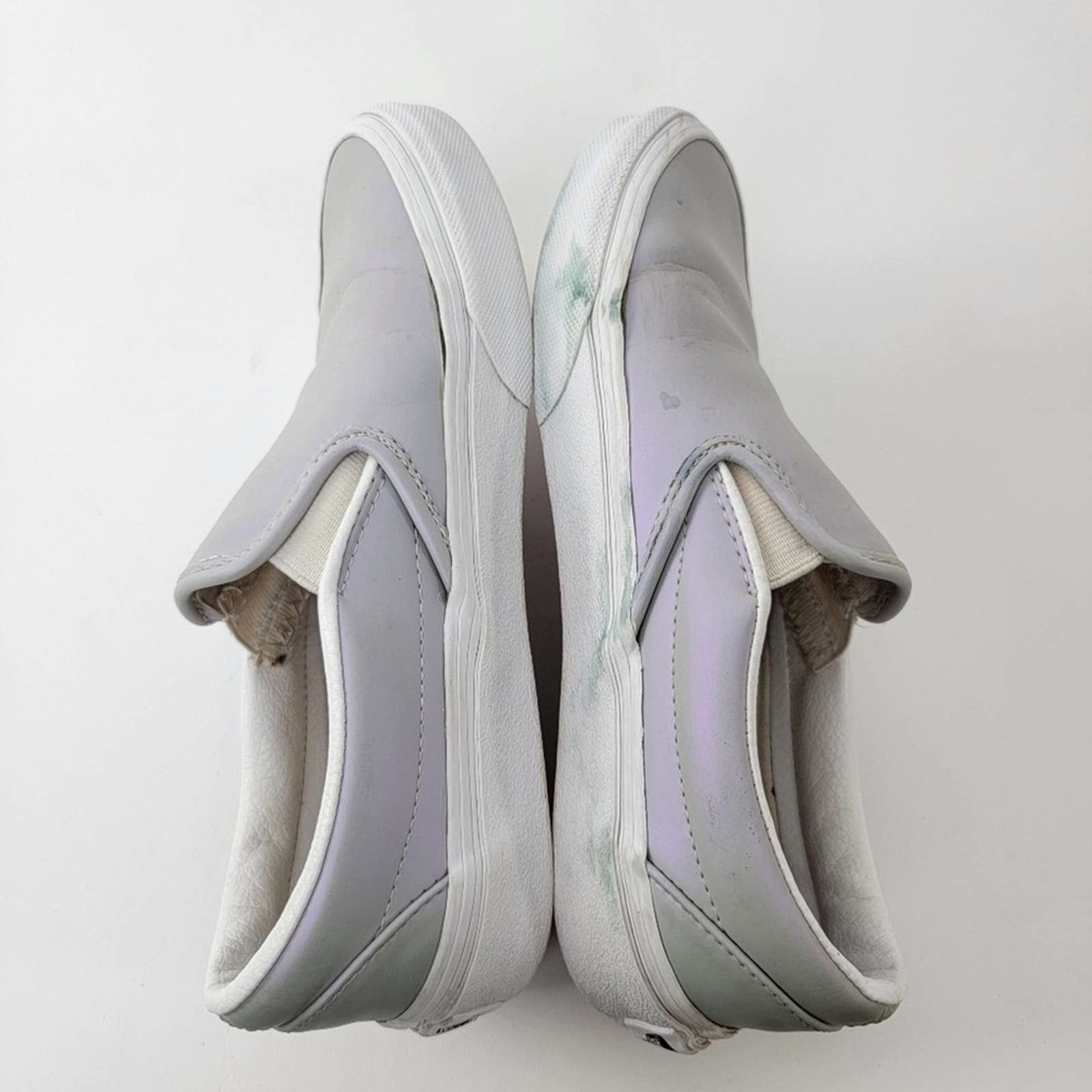Vans Vans Slip-On Iridescent Metallic Grey & White Skate Shoes Size US 6.5 / IT 36.5 - 10 Thumbnail