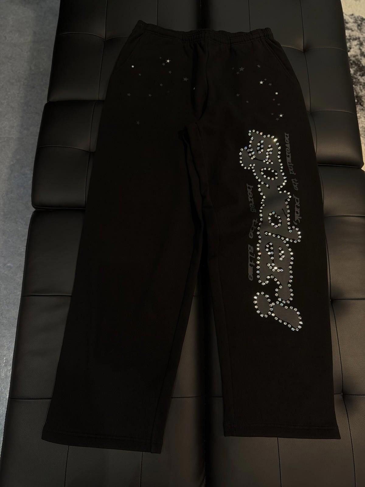 Sp5der Large Sp5der Worldwide Black VVS Stone Sweatpants Spider Size US 34 / EU 50 - 1 Thumbnail