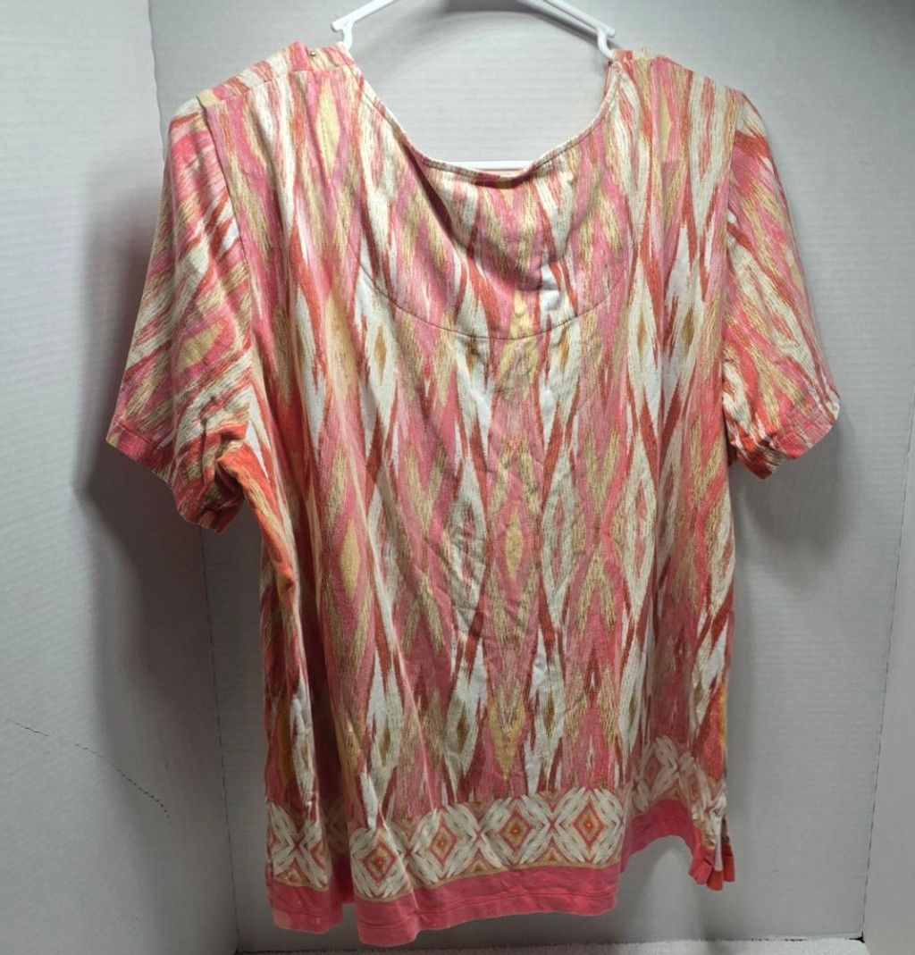 The Unbranded Brand Women's Alfred Dunner Coral White Short Sleeve Tee Size XL / US 12-14 / IT 48-50 - 4 Thumbnail
