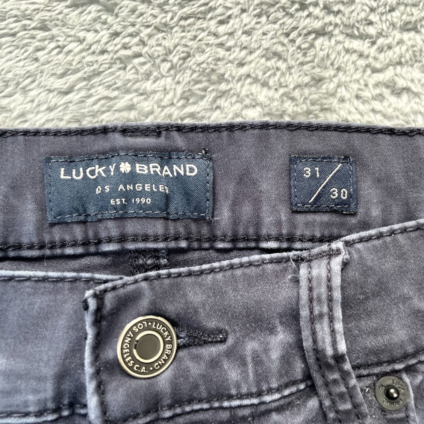 Lucky Brand Lucky Brand Jeans Slim Straight 31x30 Denim Cotton Blue 5-Pocket Mens Jeans 121 City Preppy Distinctive Logo Button Zipper Size US 31 - 5 Thumbnail