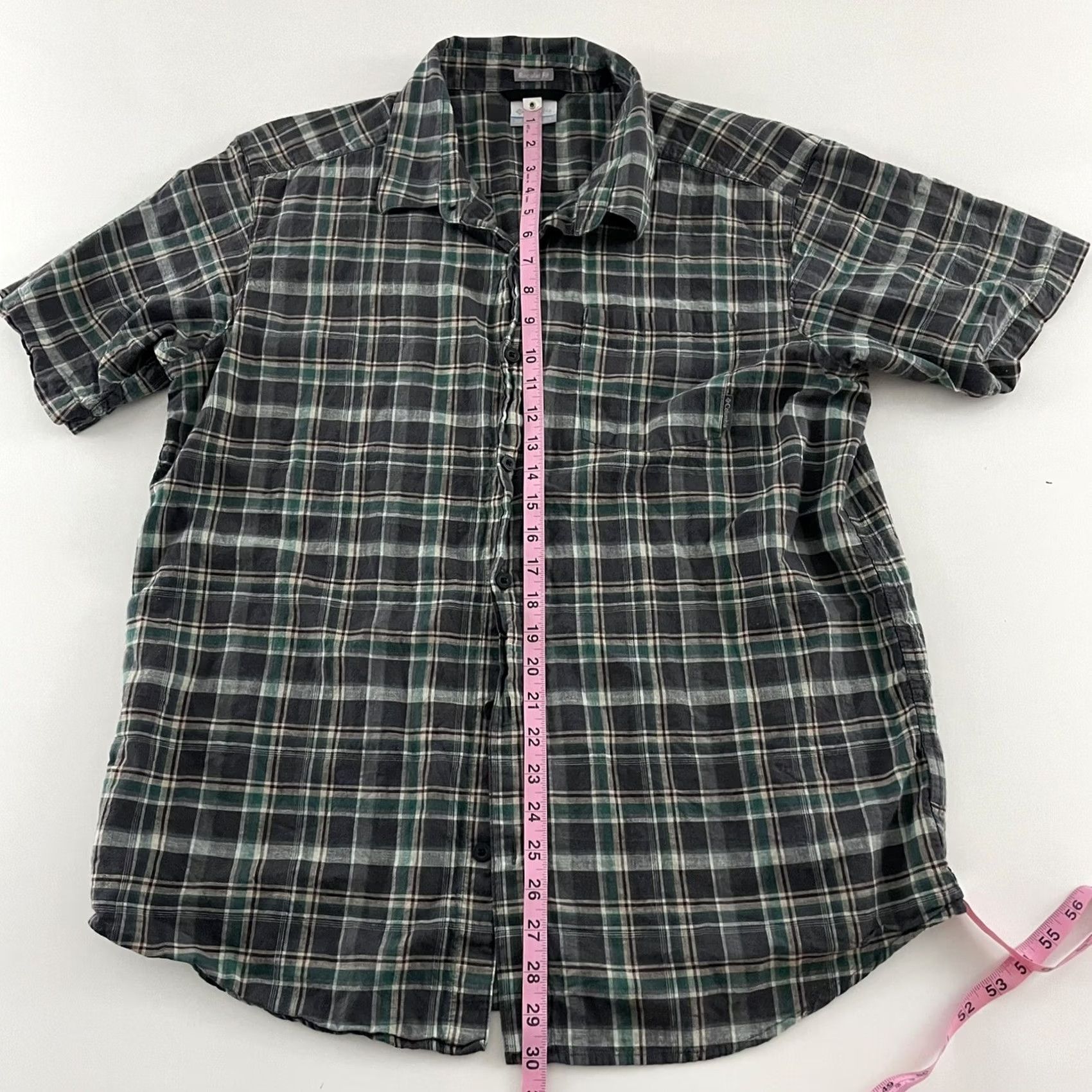 Vintage Columbia Plaid Shirt Mens L Green Gray Regular Short Sleeve Button-Up Size US L / EU 52-54 / 3 - 5 Thumbnail