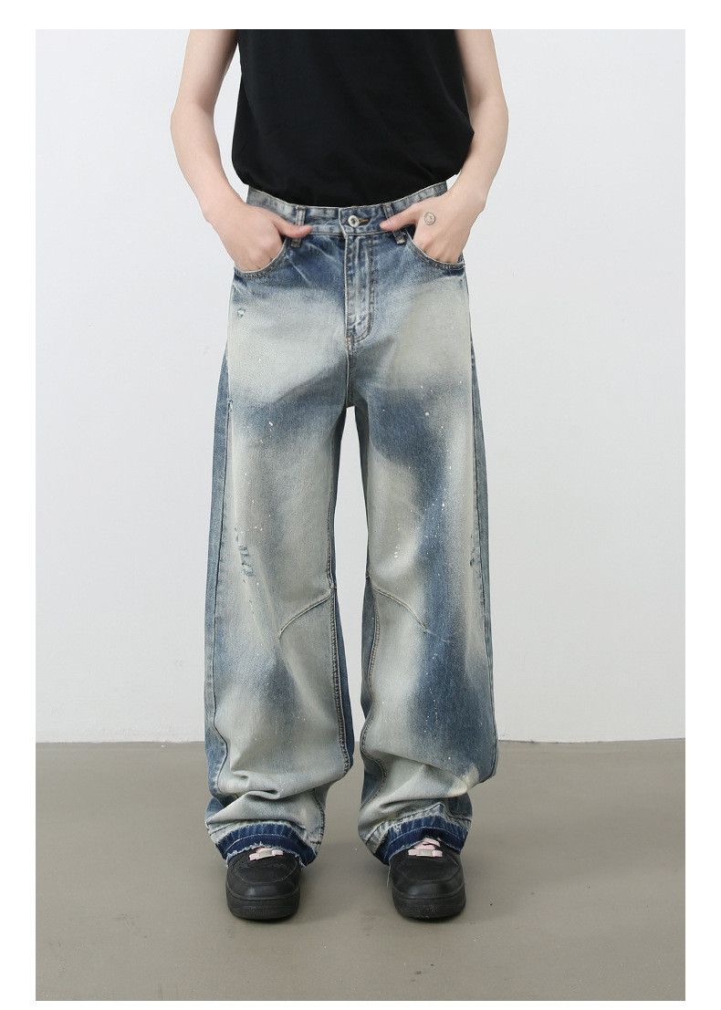 Japanese Brand × Jean American street loose gradient distressed raw edge jeans Size US 32 / EU 48 - 1 Thumbnail