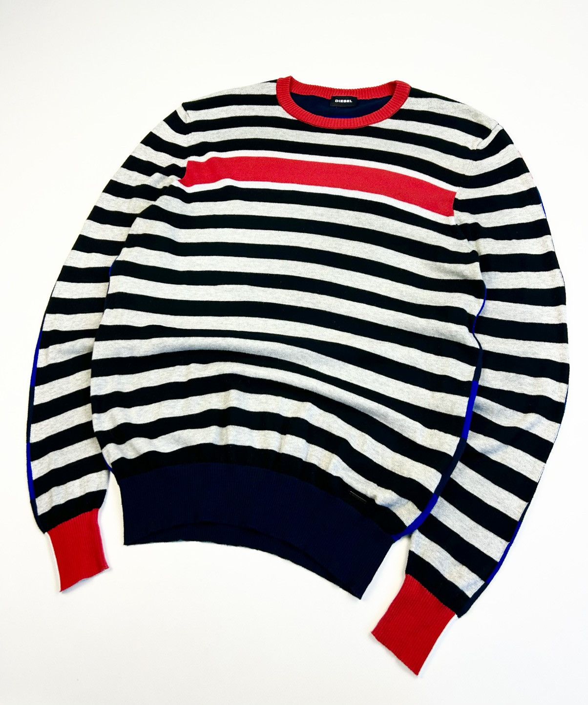 Diesel × Vintage Vintage Diesel Striped Pullover Avant-Garde Sweater Y2K Size US L / EU 52-54 / 3 - 5 Thumbnail