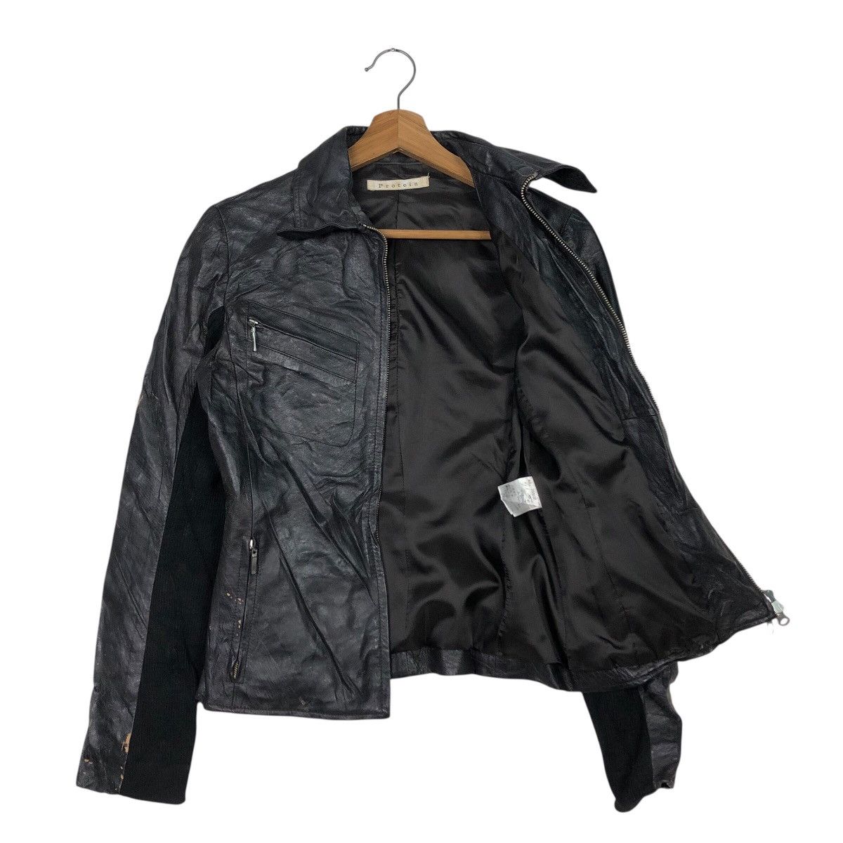 Japanese Brand 📌Vintage Soft Leather Biker Jacket Protein Cafe Racer Size M / US 6-8 / IT 42-44 - 12 Thumbnail