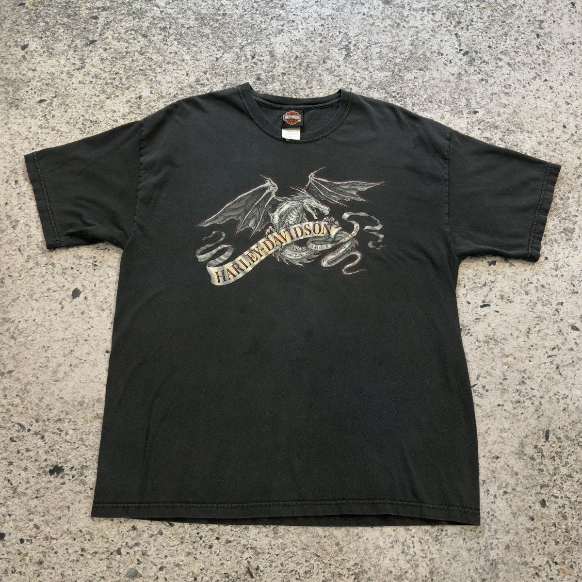 Harley Davidson Faded Thrashed Distressed Dragon Tee ERD Grunge Size US XL / EU 56 / 4 - 7 Thumbnail
