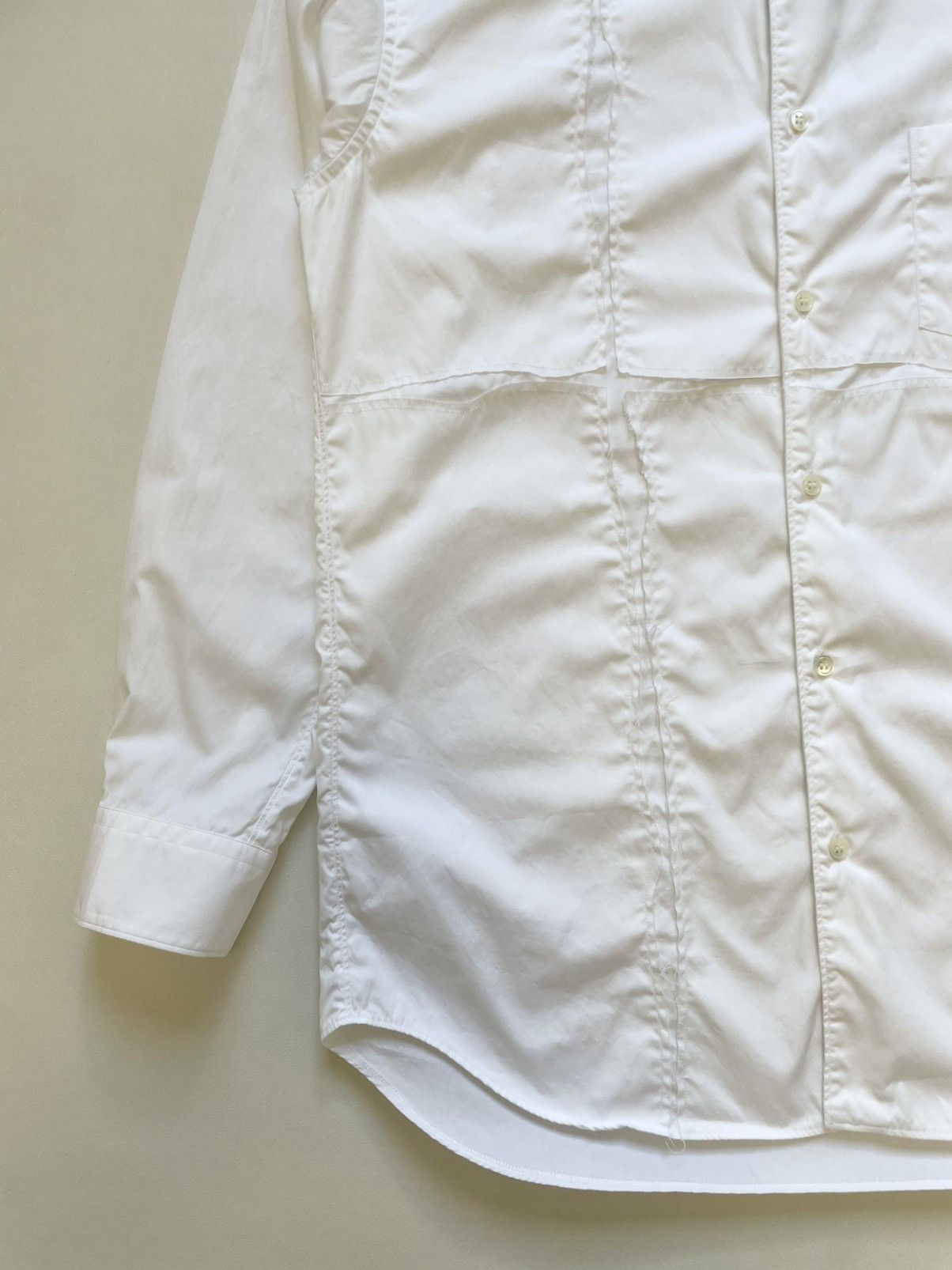 Comme des Garcons ‘Scar Stitch Cross Panelled’ White Shirt Size US L / EU 52-54 / 3 - 8 Thumbnail