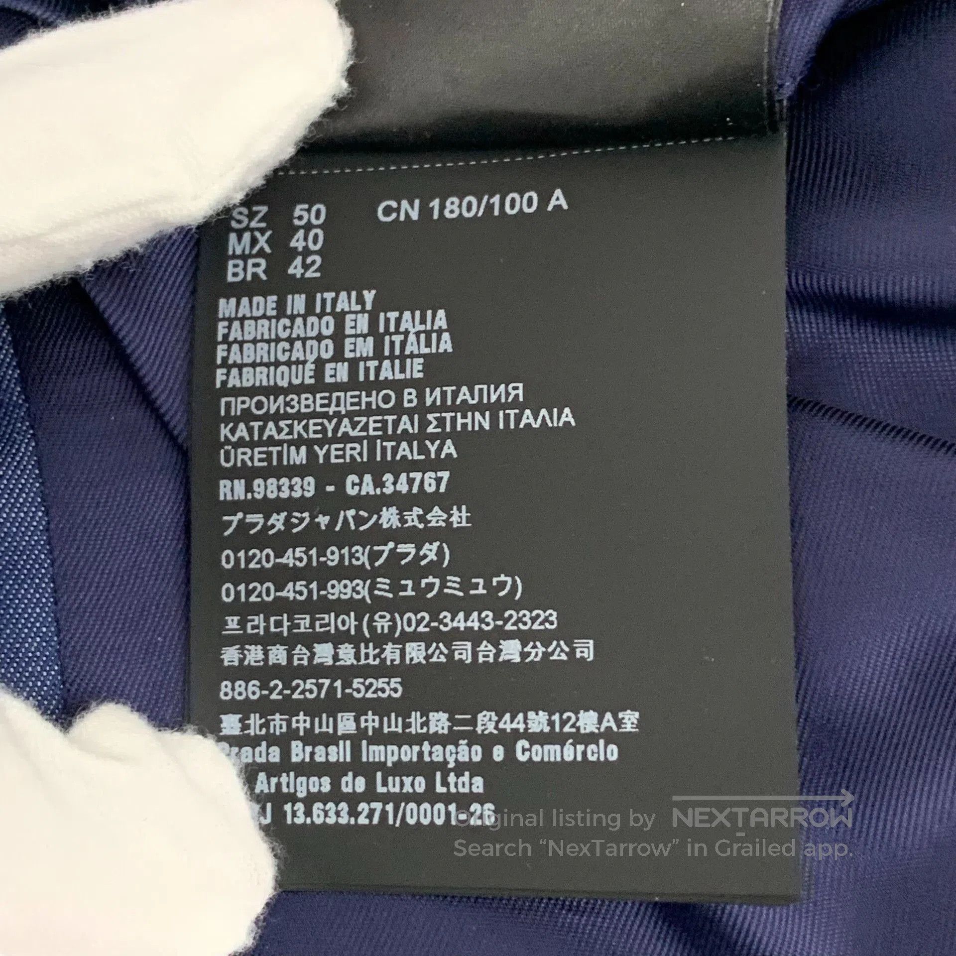 Prada Prada Navy Wool Lapel Single-Breasted Suit. Size US L / EU 52-54 / 3 - 9 Thumbnail