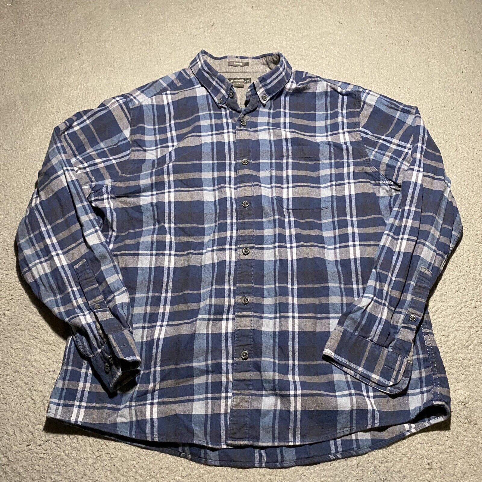 Eddie Bauer Classic Fit 100% Cotton Men's Tall/Large Plaid Shirt