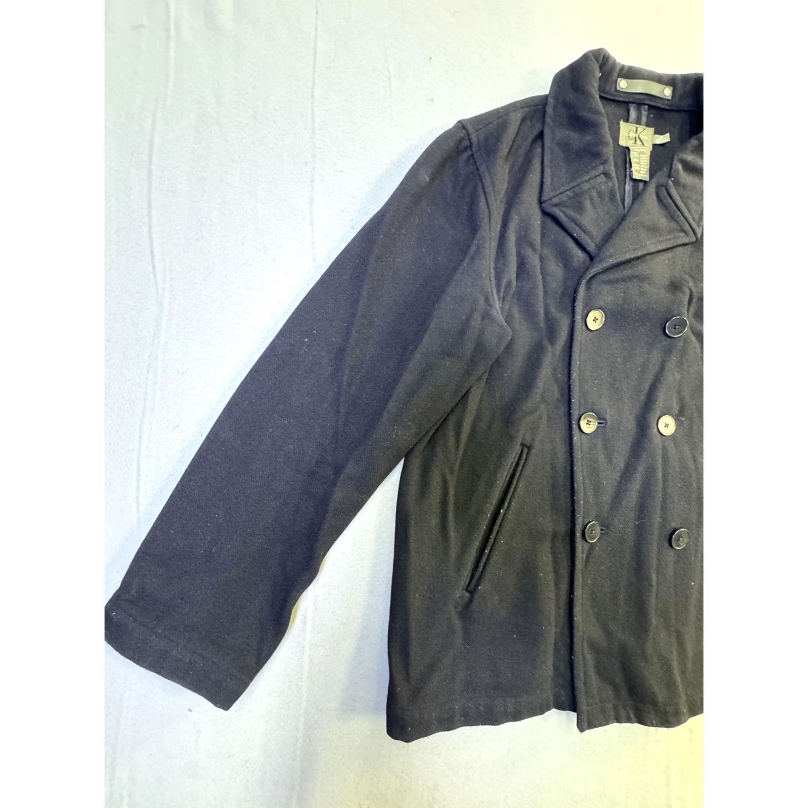 Calvin Klein VINTAGE Calvin Klein Coat Mens Medium Black Wool Pea Coat Classic Winter Size US M / EU 48-50 / 2 - 3 Thumbnail