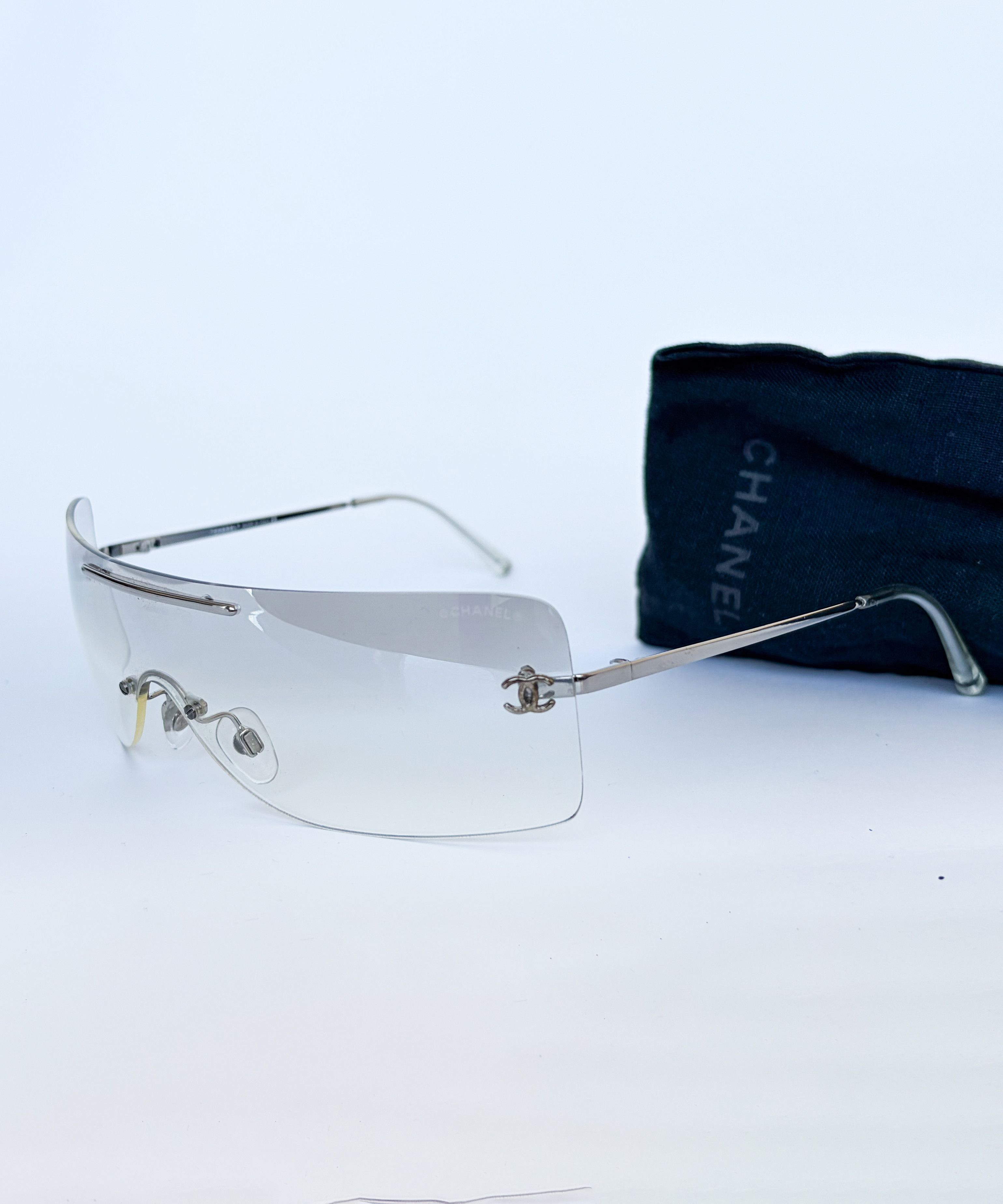 Chanel 🔴 CHANEL Sunglasses 4080 Rimless Visor Shield Logo CC Size ONE SIZE - 2 Thumbnail