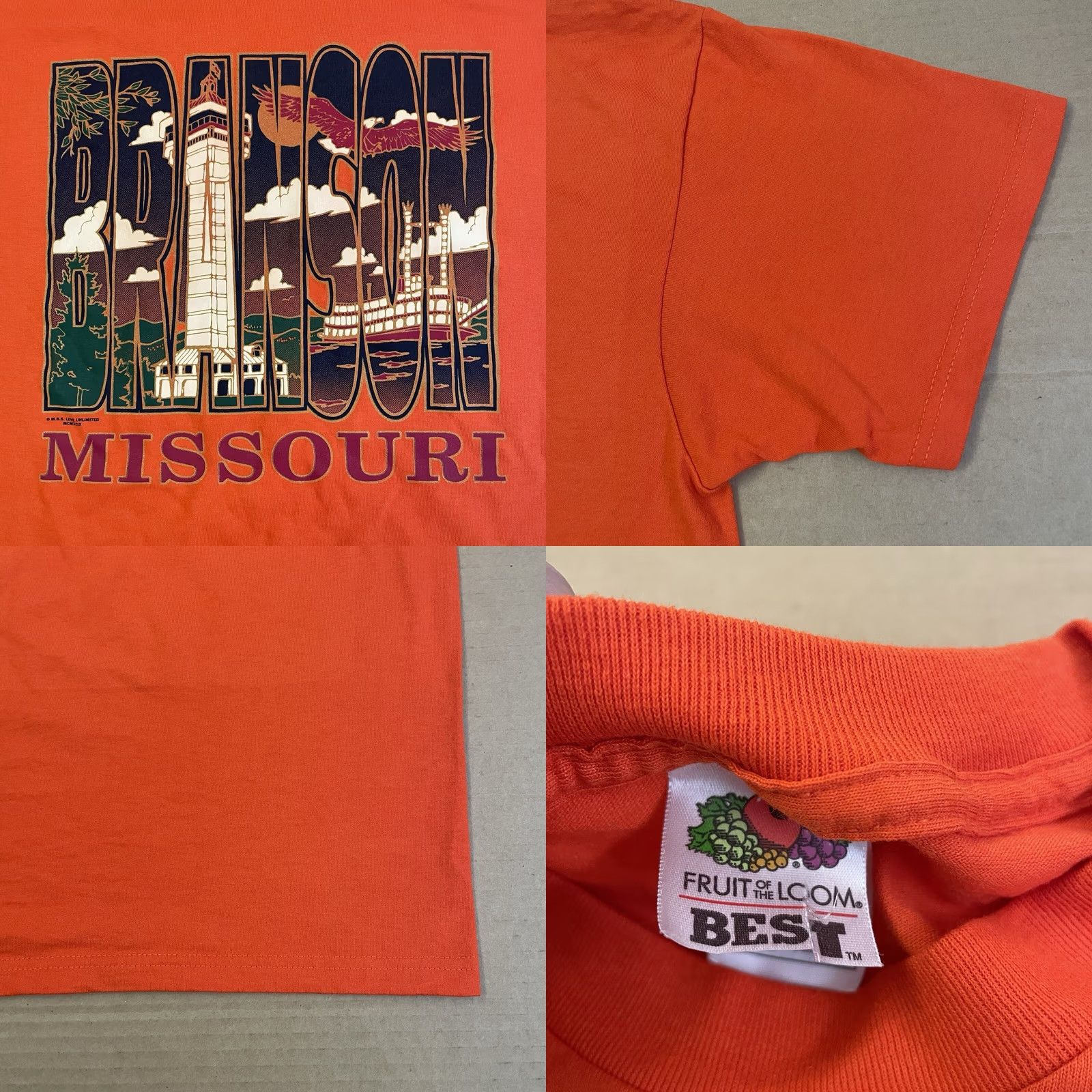 Fruit Of The Loom VINTAGE Nike Shirt Mens Adult Large Orange Inspiration Tower 90s Y2K Branson Missouri 90s USA Football Fanwear T-Shirt Size US L / EU 52-54 / 3 - 8 Thumbnail