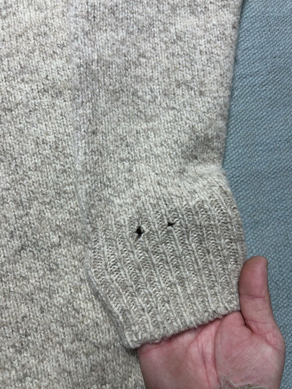 Vintage Vintage sweater wool knit Henley 1/4 button cream white M/L Size US M / EU 48-50 / 2 - 7 Thumbnail