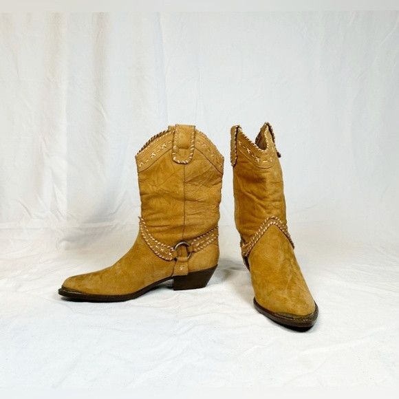 Other Leather Craft Tan Suede Boho Western Boots Size US 6.5 / IT 36.5 - 2 Thumbnail