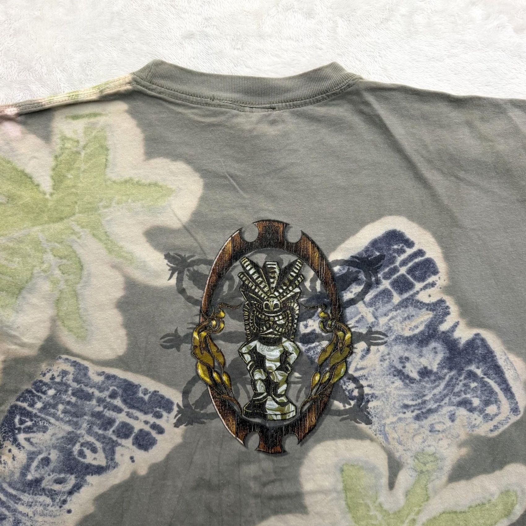 Vintage Global Generation Shirt Mens Large Gray Tiki Mask Palm All Over Graphic Tee Size US L / EU 52-54 / 3 - 2 Thumbnail