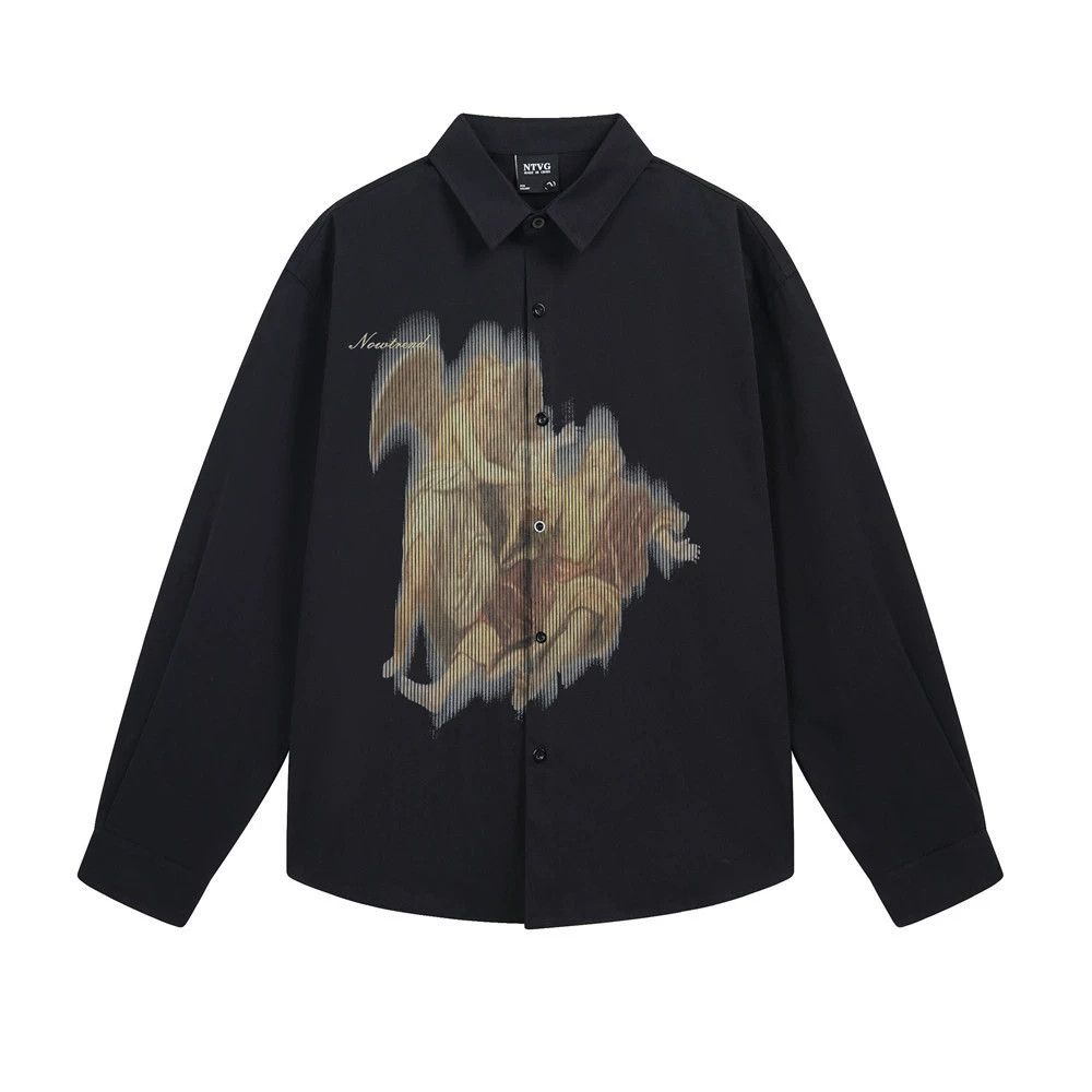 Vintage Men's Retro Character Print Loose Long Sleeve Shirt Size US M / EU 48-50 / 2 - 1 Thumbnail