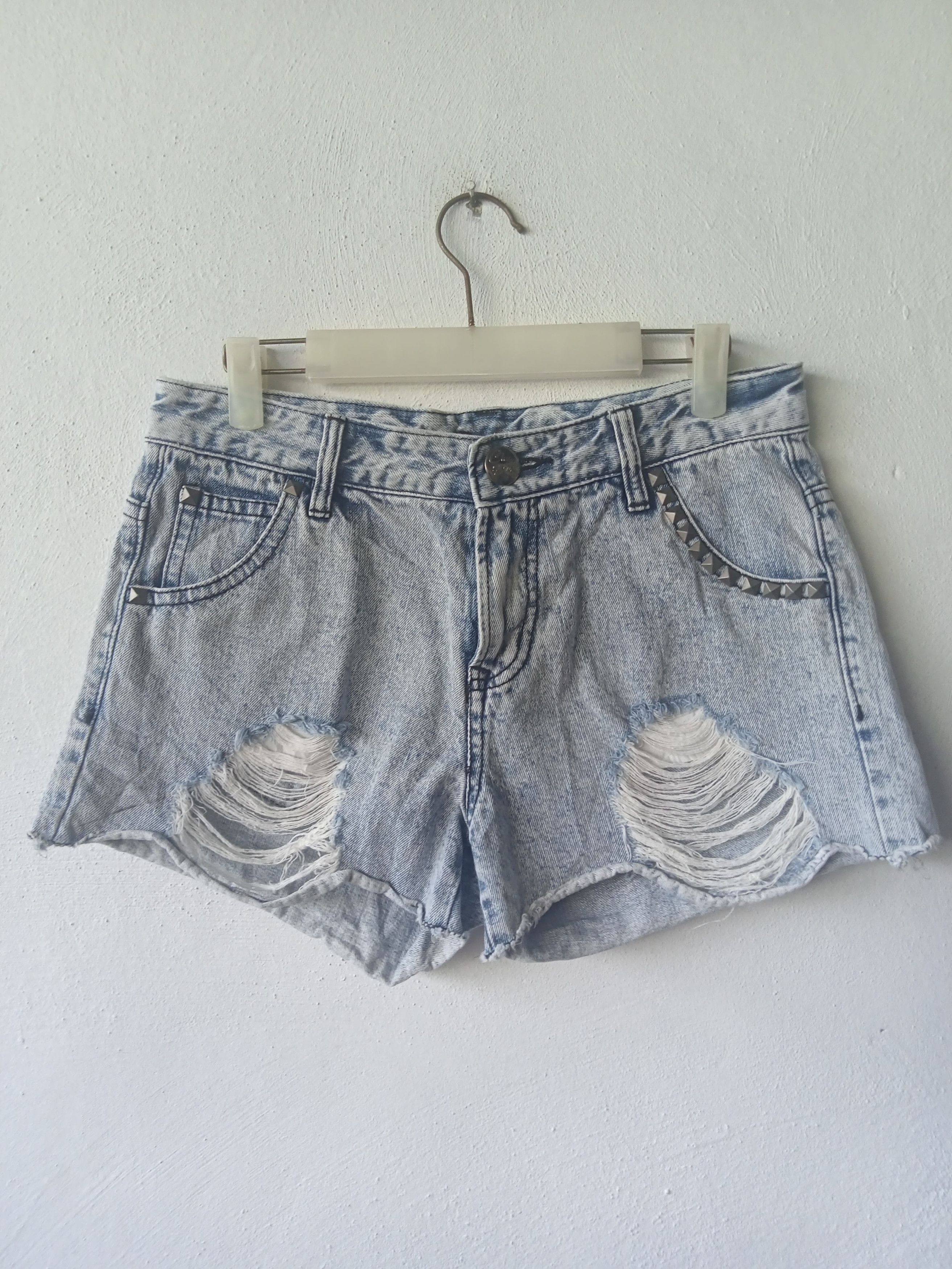 Japanese Brand Japanese Studbutton Distressed Ripped Short Denim Size 29" - 1 Thumbnail