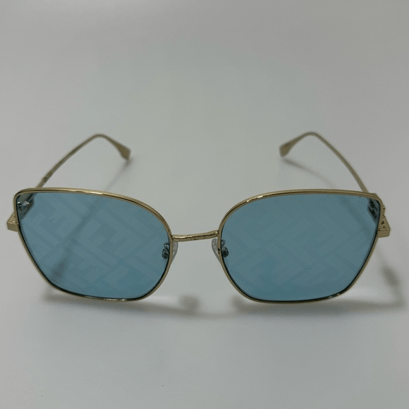 image of Fendi Timeless Square Metal Frame Sunglasses Gold Blue 59Mm, Men's