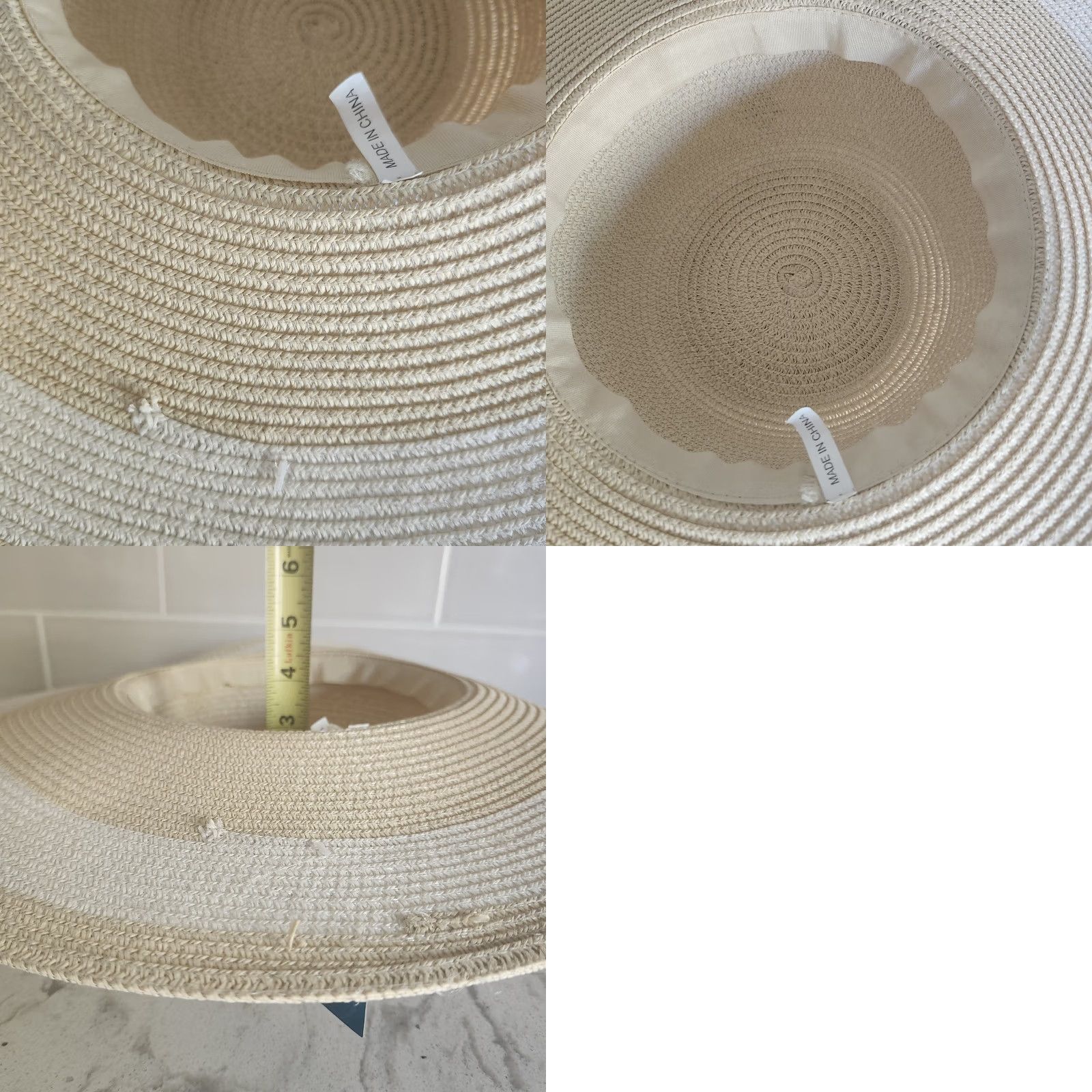 MLB Timeless Skin Care MLB LA Anaheim Angels Ladies Beige Straw Wide Brim Sun Hat Boho Baseball Logo Red Band Size ONE SIZE - 9 Thumbnail