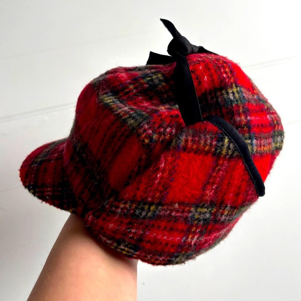 Designer Vintage 1987 Ladies Plaid Wool Crown Cap Size ONE SIZE - 1 Thumbnail